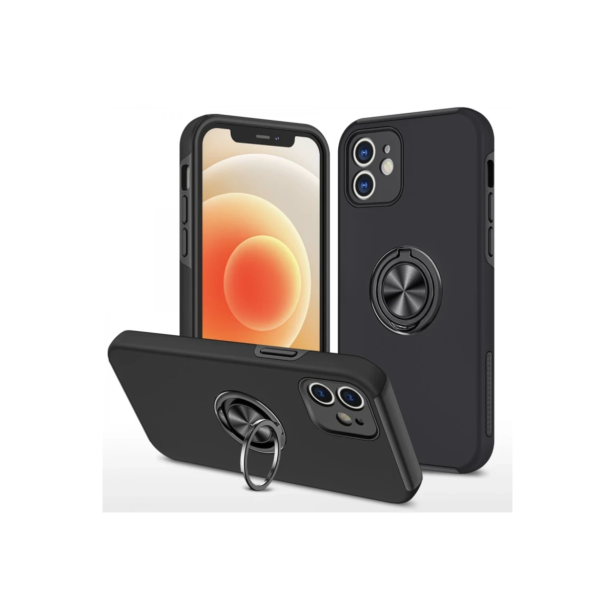 Newface Apple iPhone 12 Kılıf Elit Yüzüklü Kapak - Siyah — görsel 6