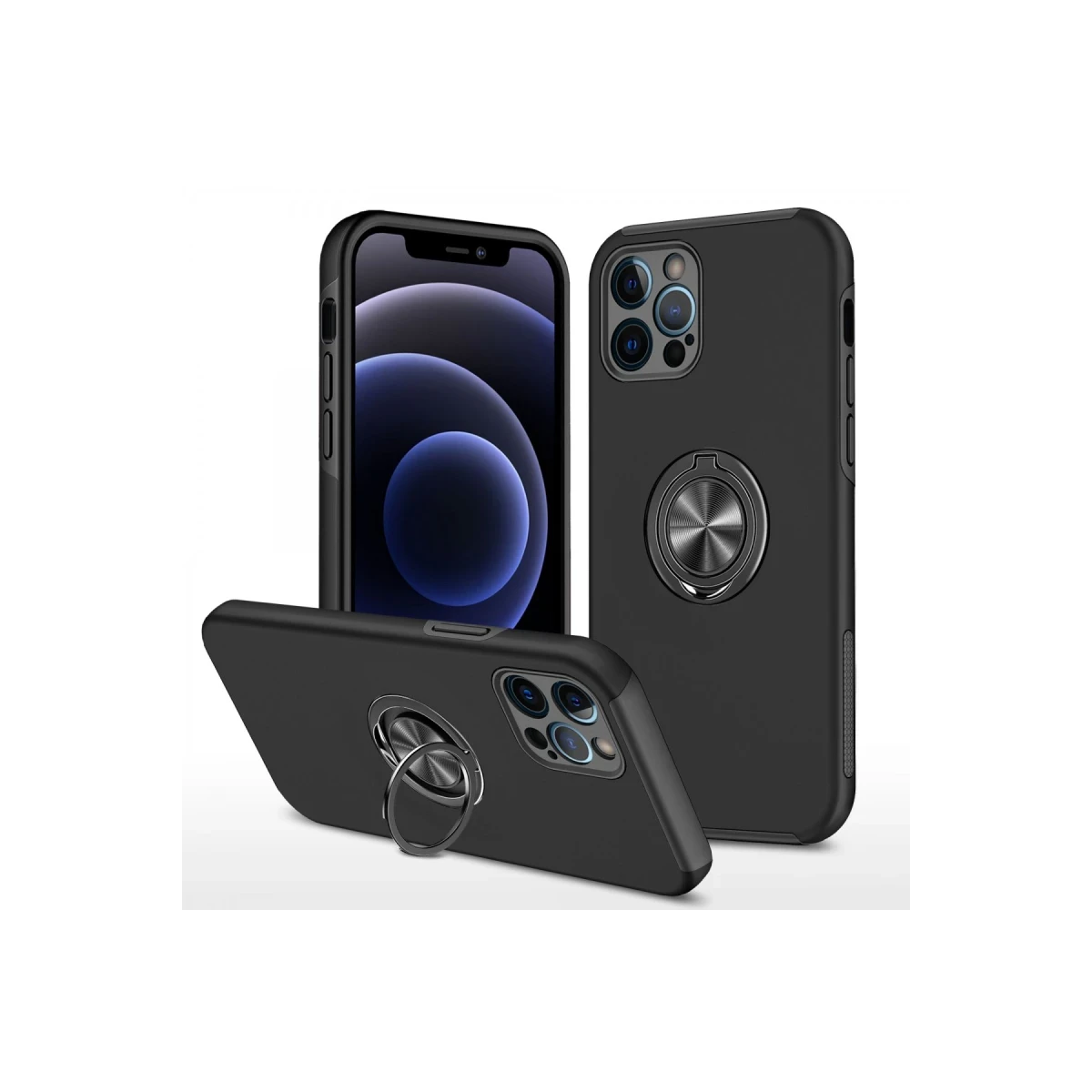 Newface Apple iPhone 12 Pro Kılıf Elit Yüzüklü Kapak - Siyah — görsel 6