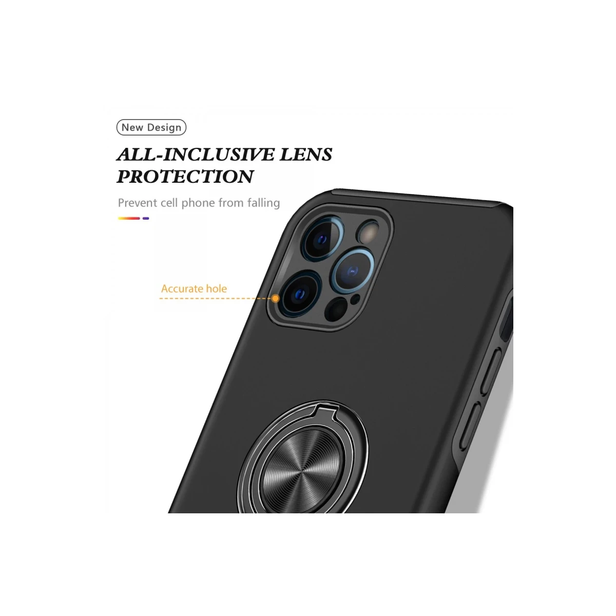Newface Apple iPhone 12 Pro Kılıf Elit Yüzüklü Kapak - Siyah — görsel 9