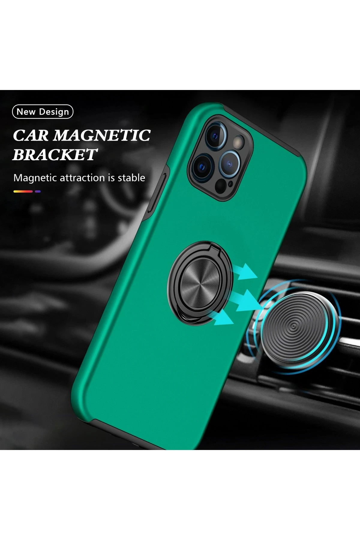 Newface iPhone 12 Pro Kılıf Elit Yüzüklü Kapak - Yeşil