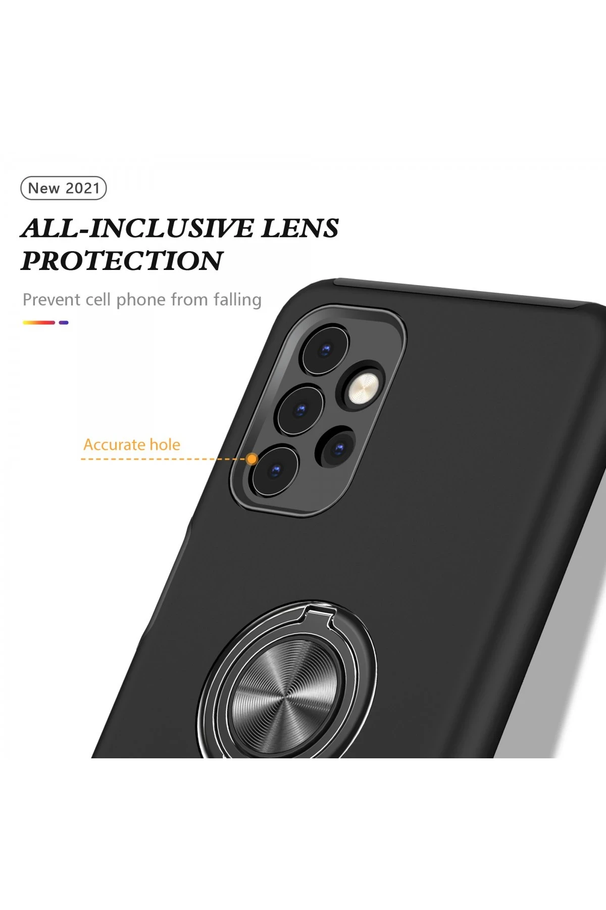 Newface Samsung Galaxy A72 Kılıf Elit Yüzüklü Kapak - Siyah — görsel 4
