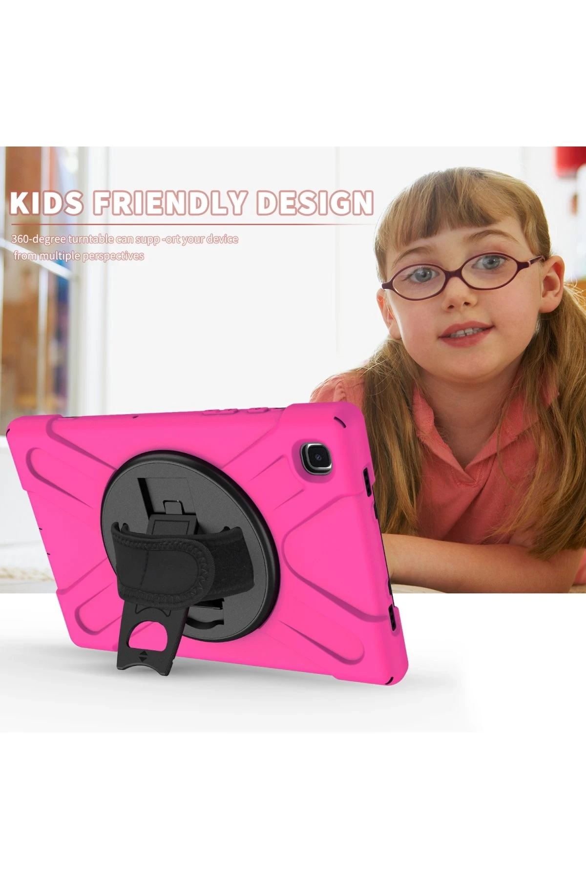 Newface Samsung Galaxy T220 Tab A7 Lite 8.7 Kılıf Amazing Tablet Kapak - Pembe