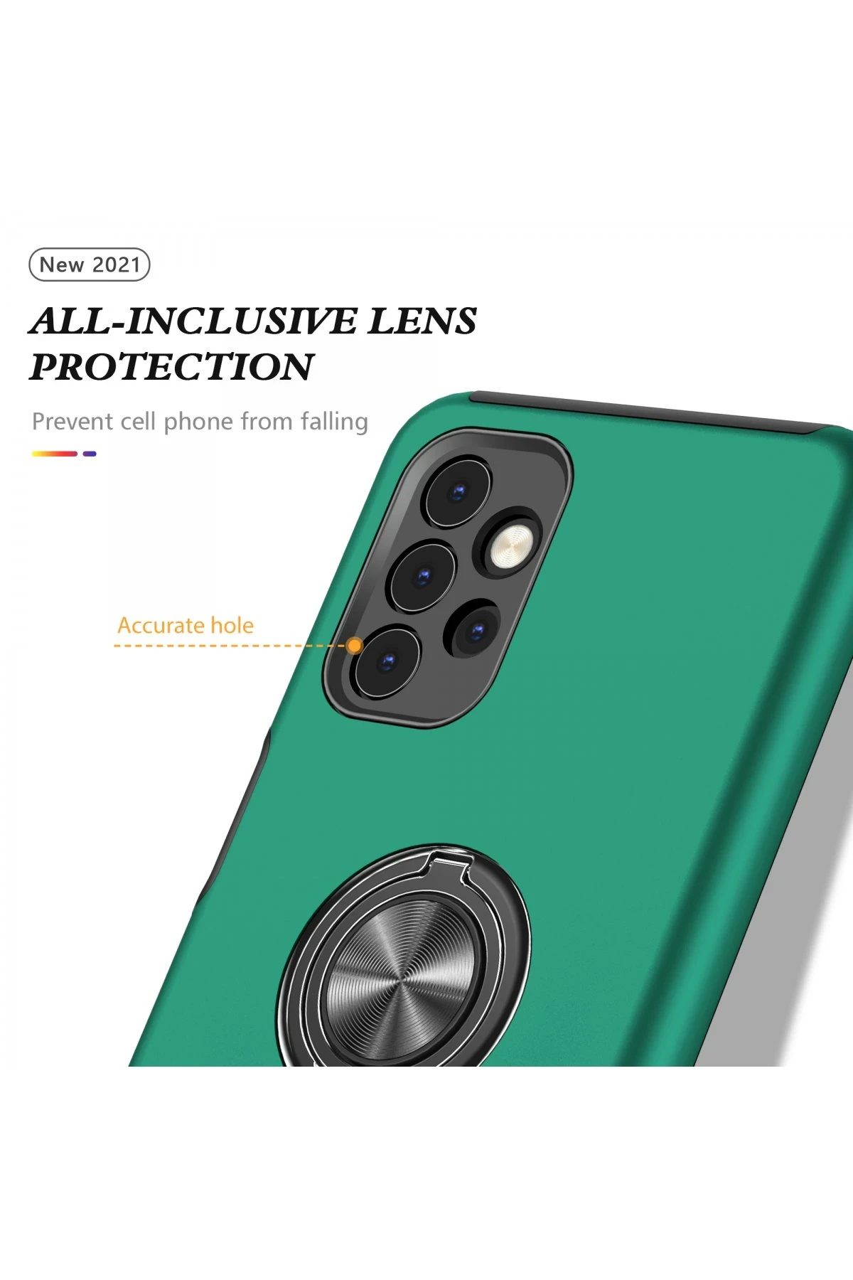 Newface Samsung Galaxy A72 Kılıf Elit Yüzüklü Kapak - Yeşil