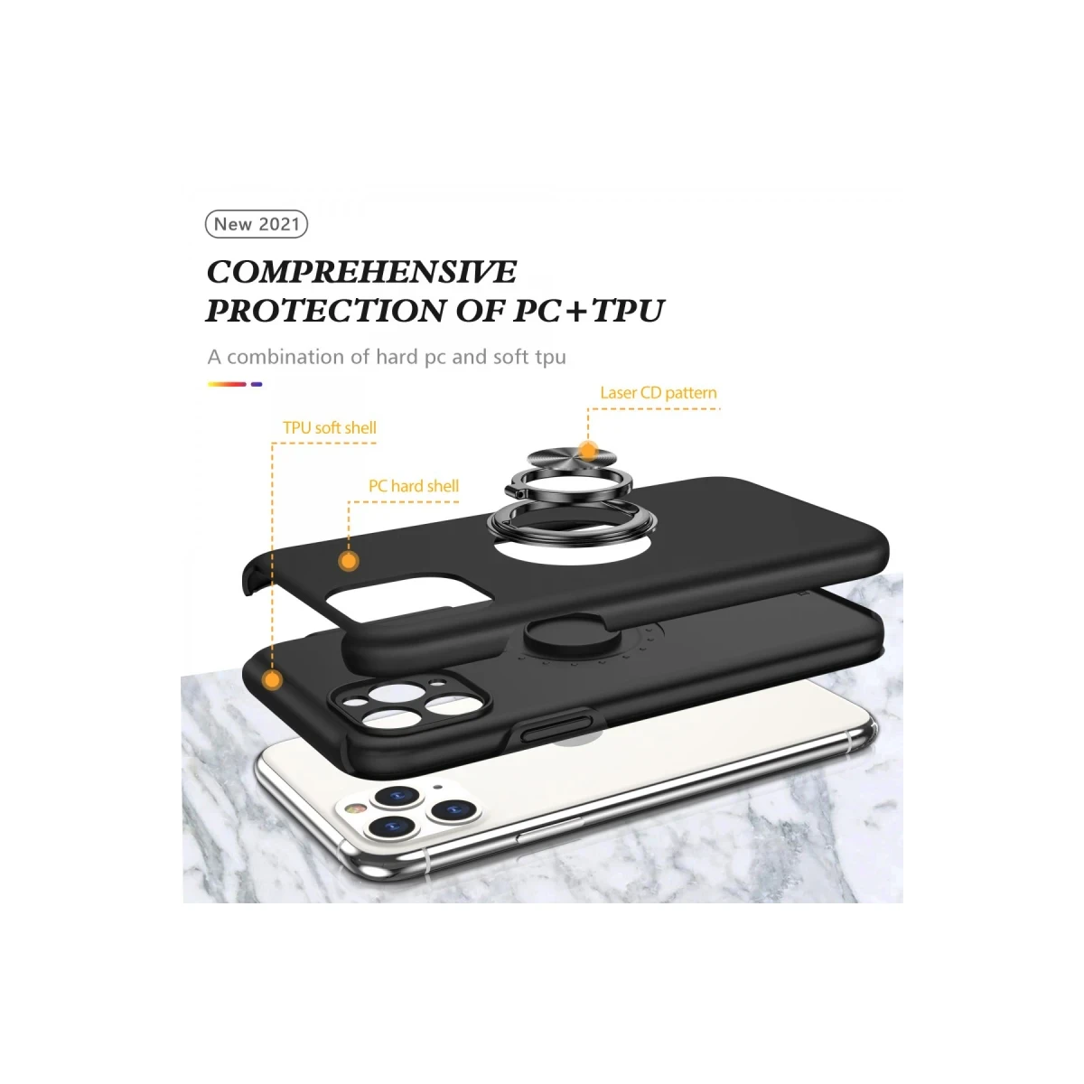 Newface Apple iPhone 11 Pro Kılıf Elit Yüzüklü Kapak - Siyah — görsel 7
