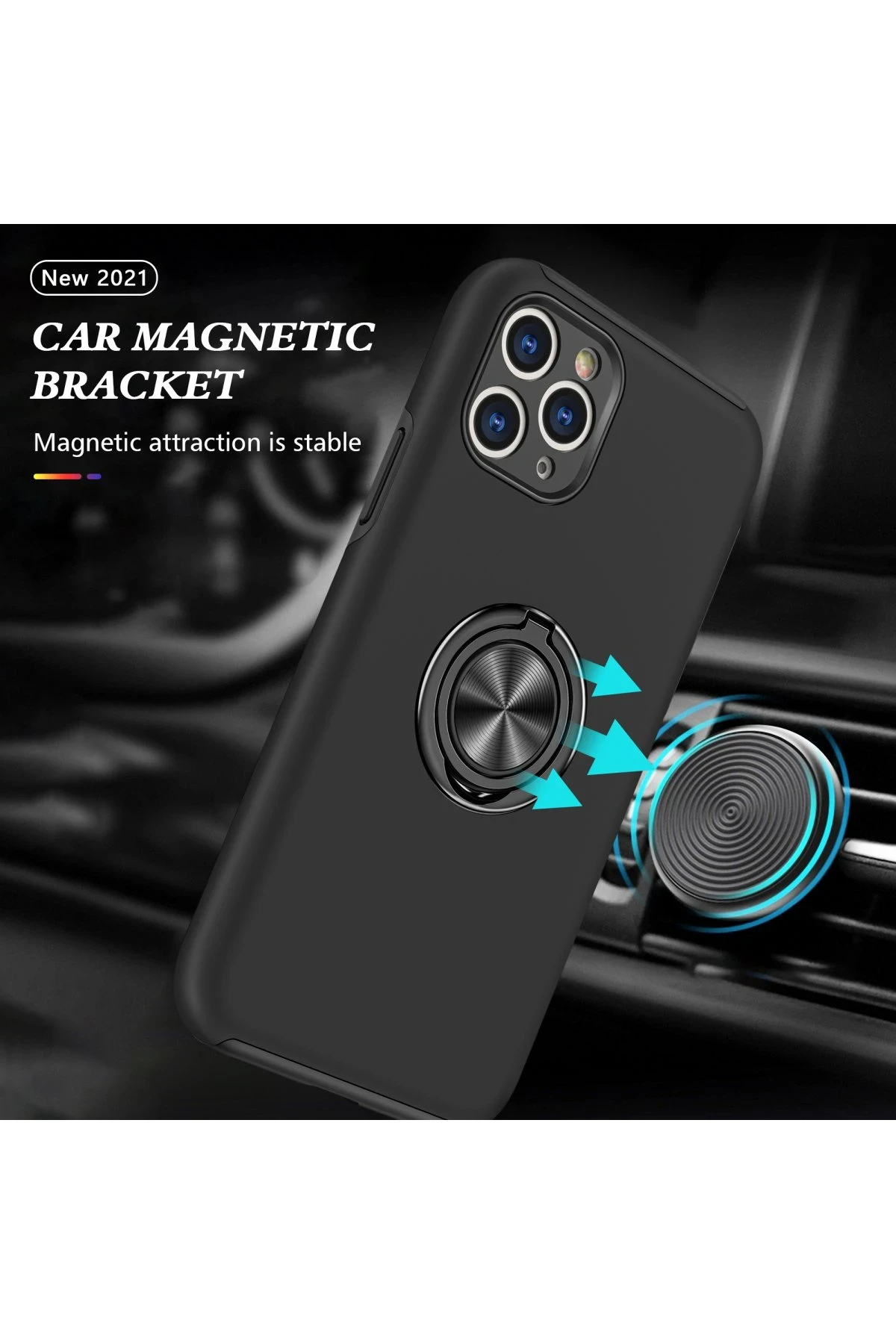 Newface Apple iPhone 11 Pro Kılıf Elit Yüzüklü Kapak - Siyah — görsel 5