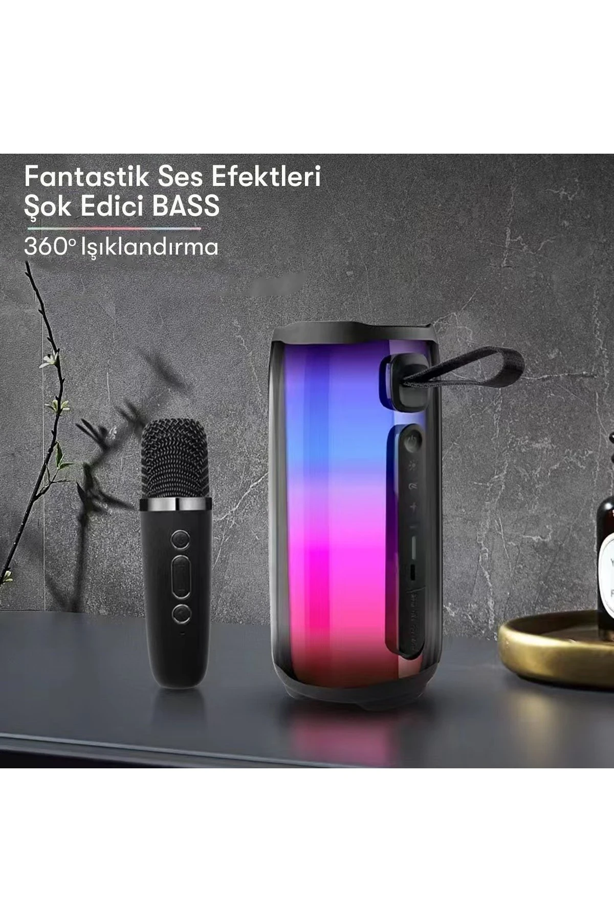 Newface Pluse 5 Mikrofonlu RGB Kablosuz Hoparlör - Siyah — görsel 3