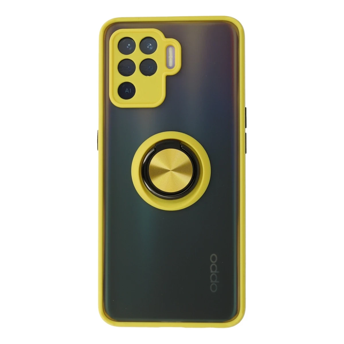 Newface Oppo Reno 5 Lite Kılıf Montreal Yüzüklü Silikon Kapak - Sarı