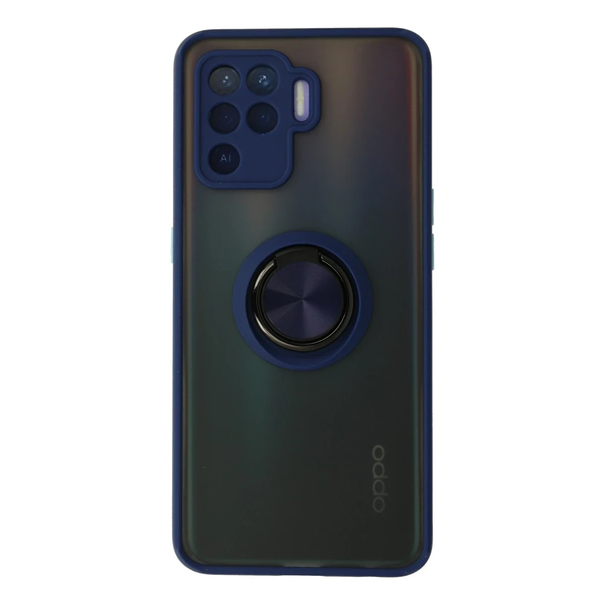 Newface Oppo Reno 5 Lite Kılıf Montreal Yüzüklü Silikon Kapak - Lacivert