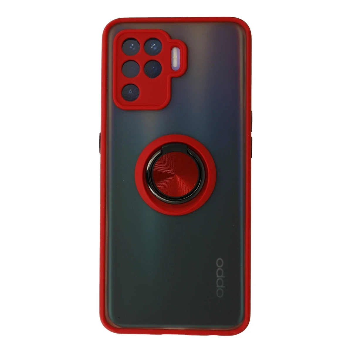 Newface Oppo Reno 5 Lite Kılıf Montreal Yüzüklü Silikon Kapak - Kırmızı