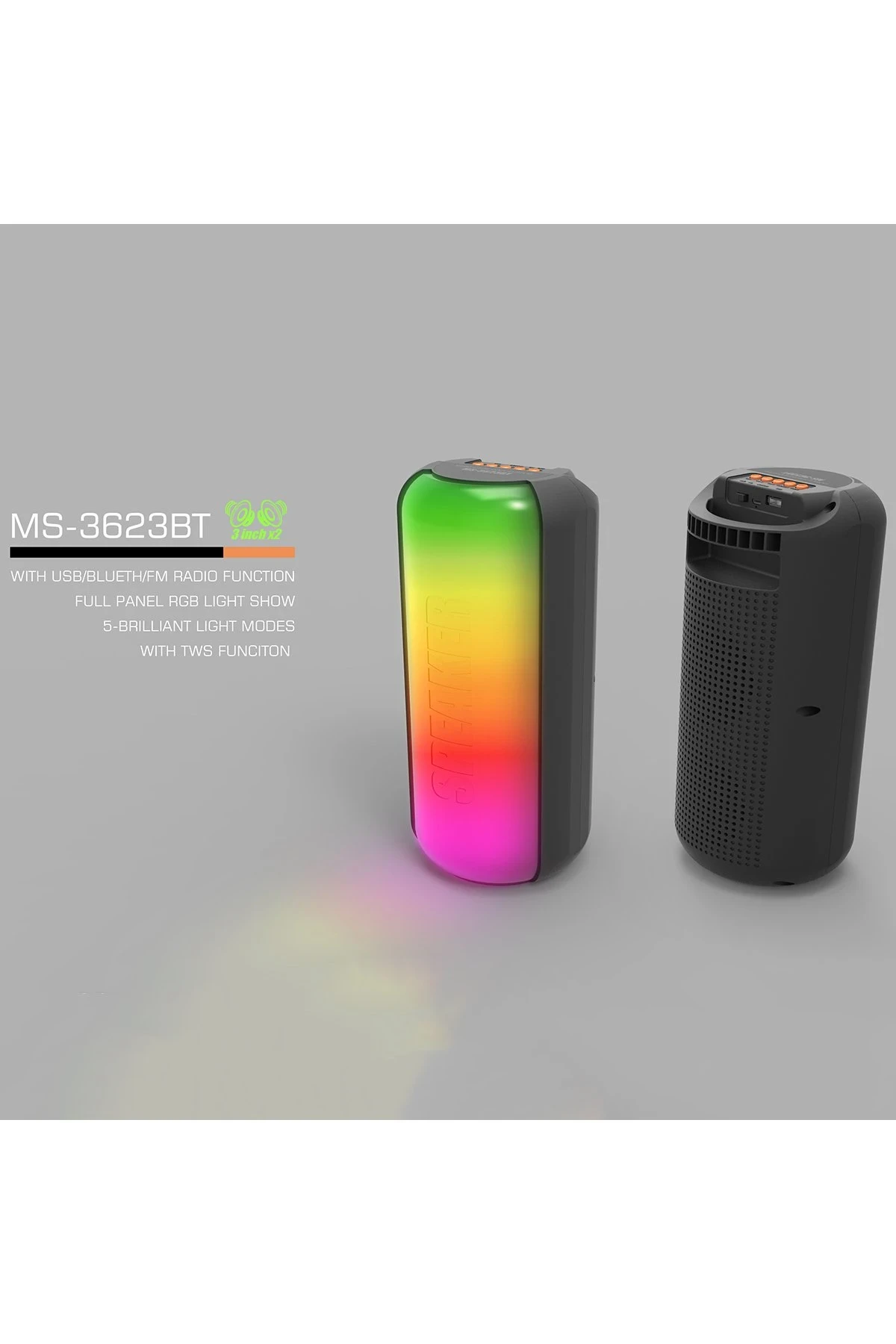 Newface MS-3623BT RGB Kablosuz Hoparlör - Siyah — görsel 8