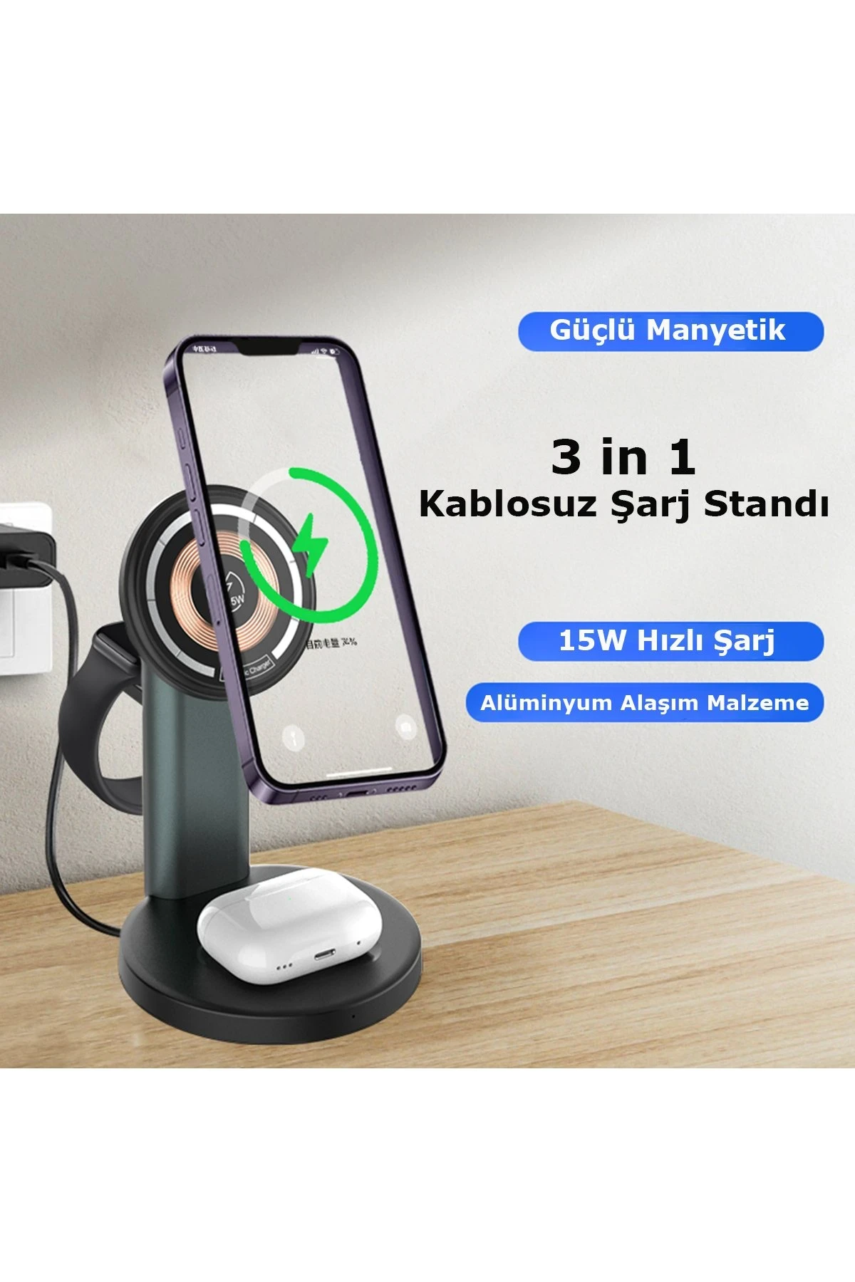 Newface S36-A 3in1 Kablosuz Şarj Masaüstü Set - Siyah — görsel 2