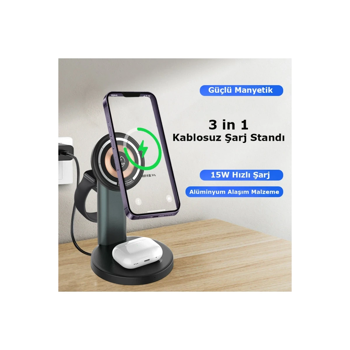 Newface S36-A 3in1 Kablosuz Şarj Masaüstü Set - Siyah — görsel 9