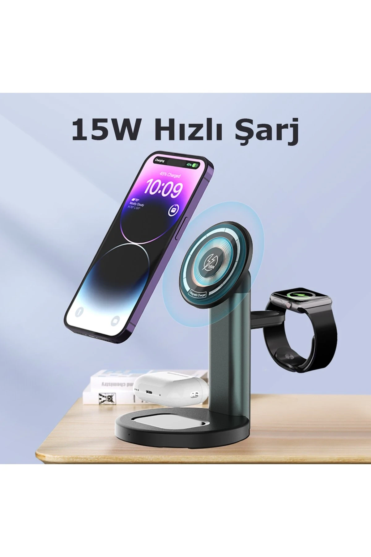 Newface S36-A 3in1 Kablosuz Şarj Masaüstü Set - Siyah — görsel 3