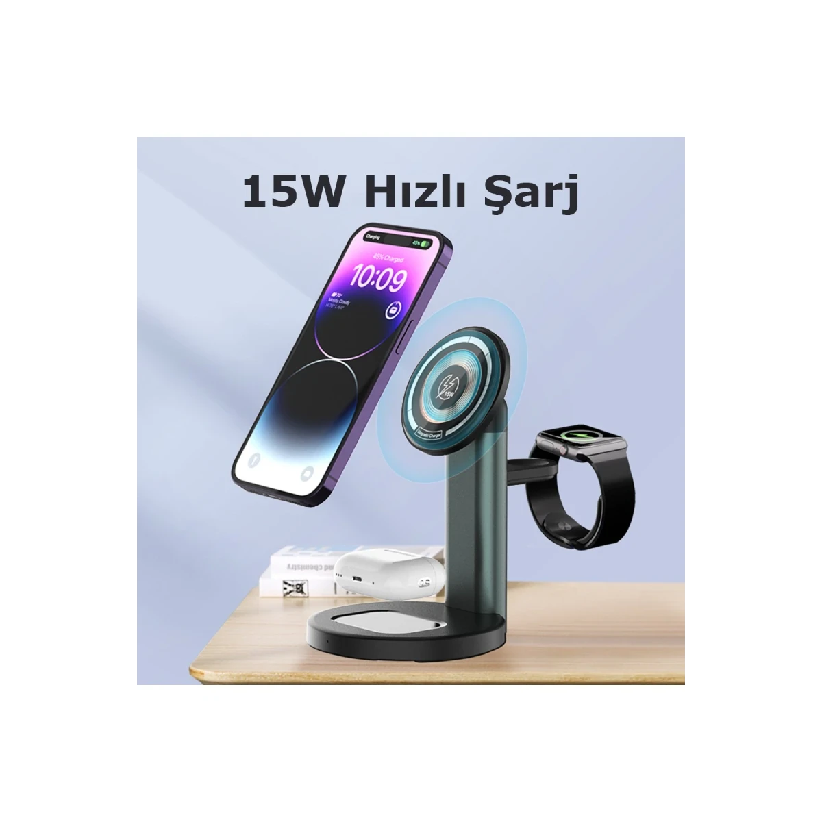 Newface S36-A 3in1 Kablosuz Şarj Masaüstü Set - Siyah — görsel 10