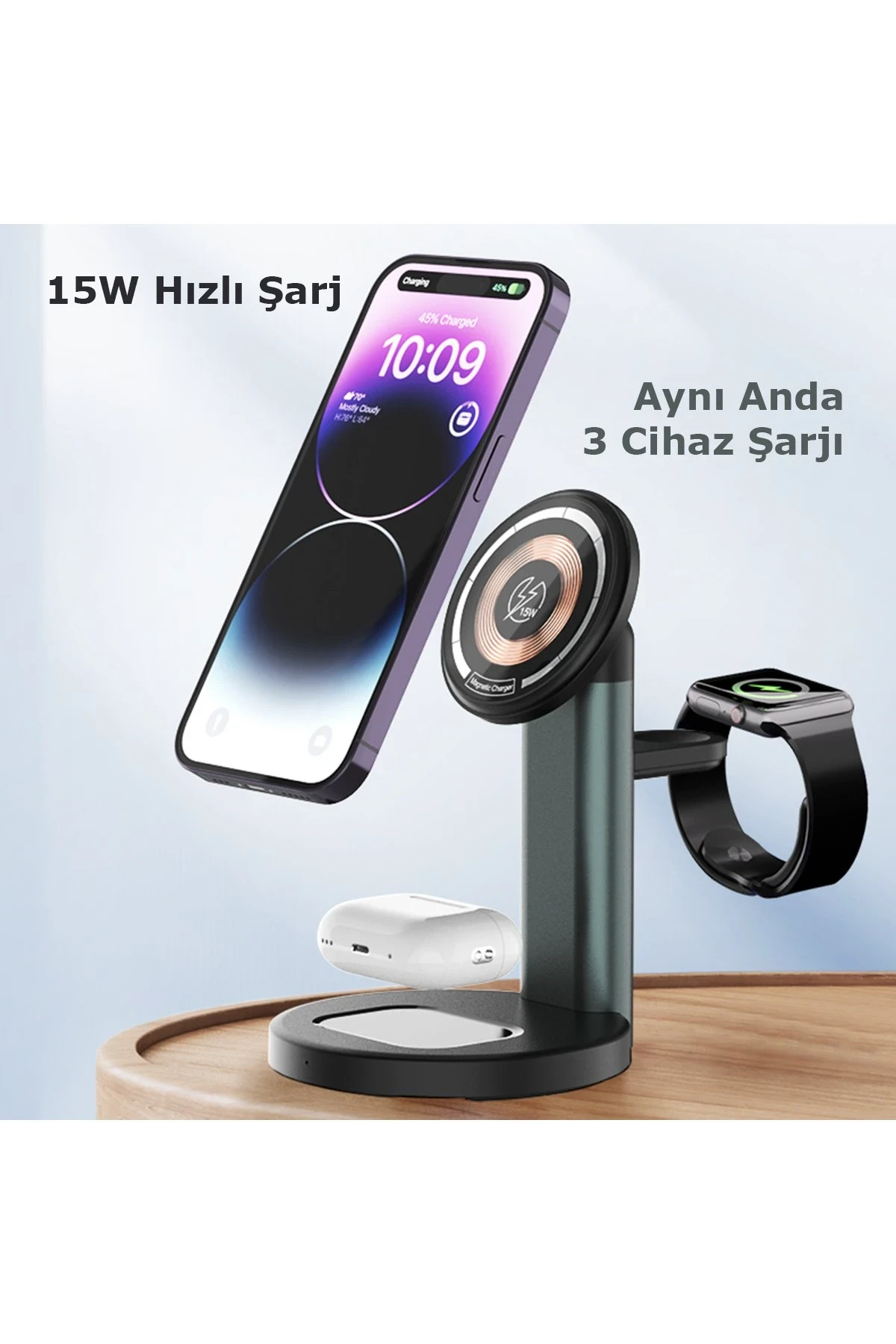 Newface S36-A 3in1 Kablosuz Şarj Masaüstü Set - Siyah — görsel 6