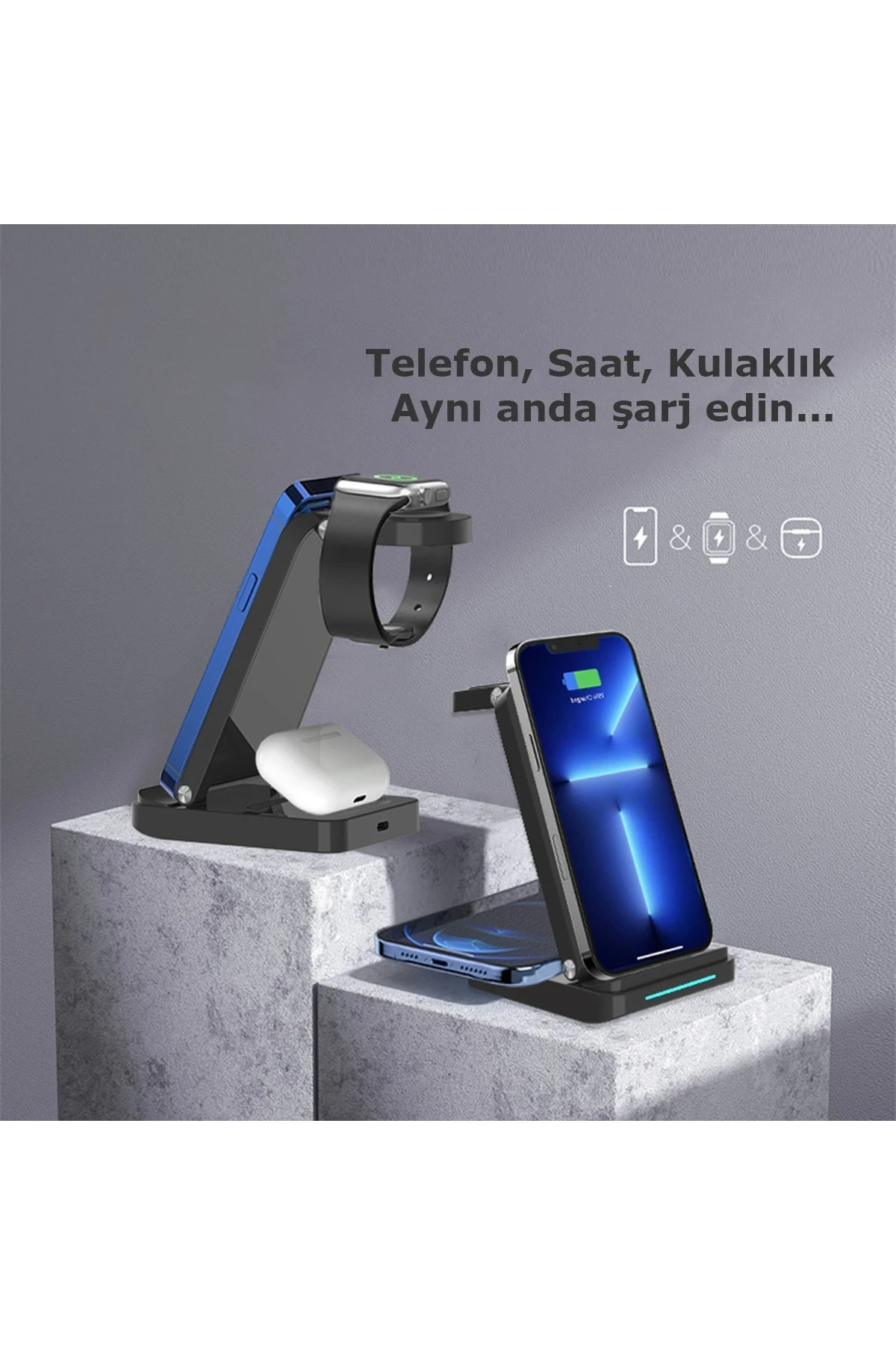 Newface S90 4in1 Kablosuz Şarj Masaüstü Set - Siyah