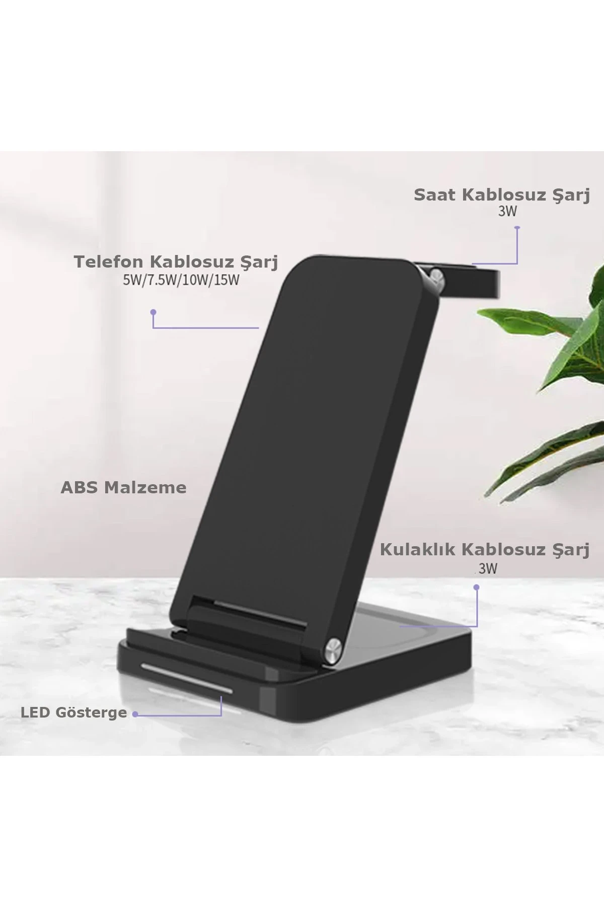 Newface S90 4in1 Kablosuz Şarj Masaüstü Set - Siyah