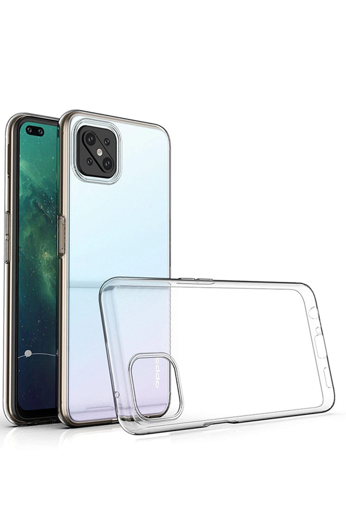 Newface Oppo Reno 4 Lite Kılıf Deluxe 2mm Şeffaf Silikon