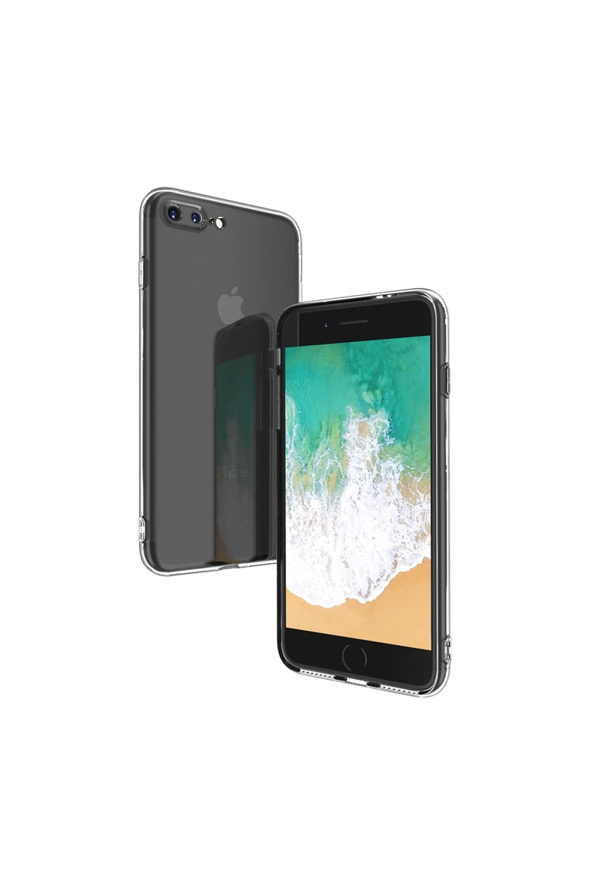 Newface Apple iPhone 8 Plus Kılıf Deluxe 2mm Şeffaf Silikon — görsel 3
