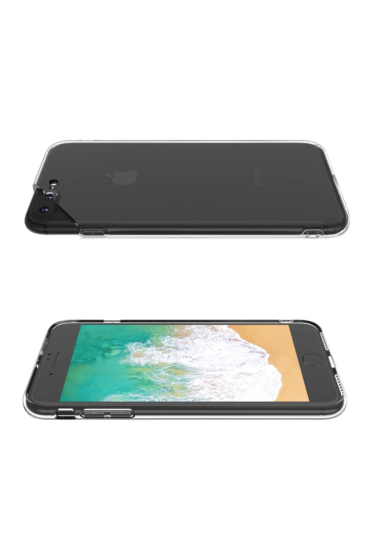 Newface Apple iPhone 8 Plus Kılıf Deluxe 2mm Şeffaf Silikon — görsel 4
