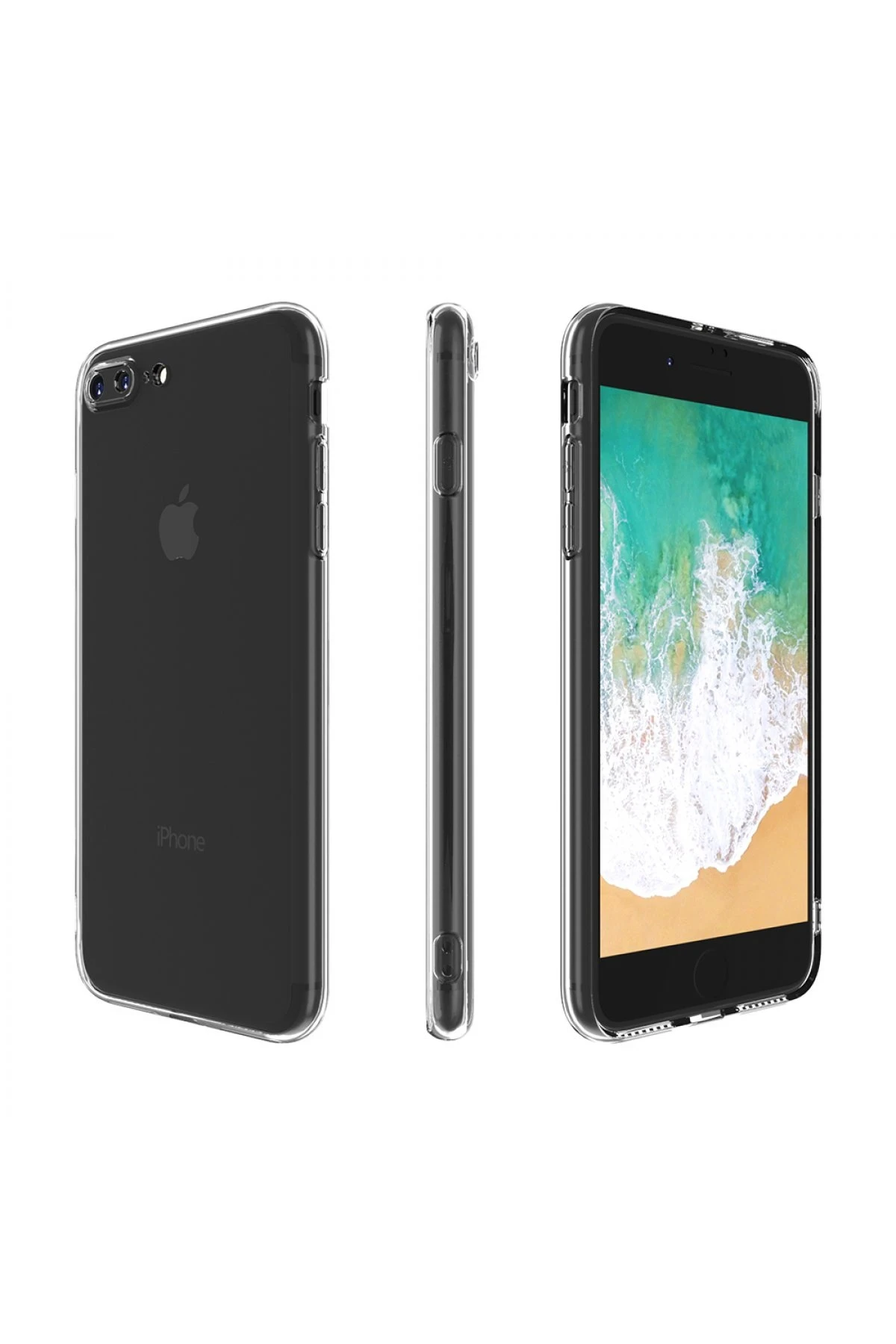 Newface Apple iPhone 8 Plus Kılıf Deluxe 2mm Şeffaf Silikon — görsel 5