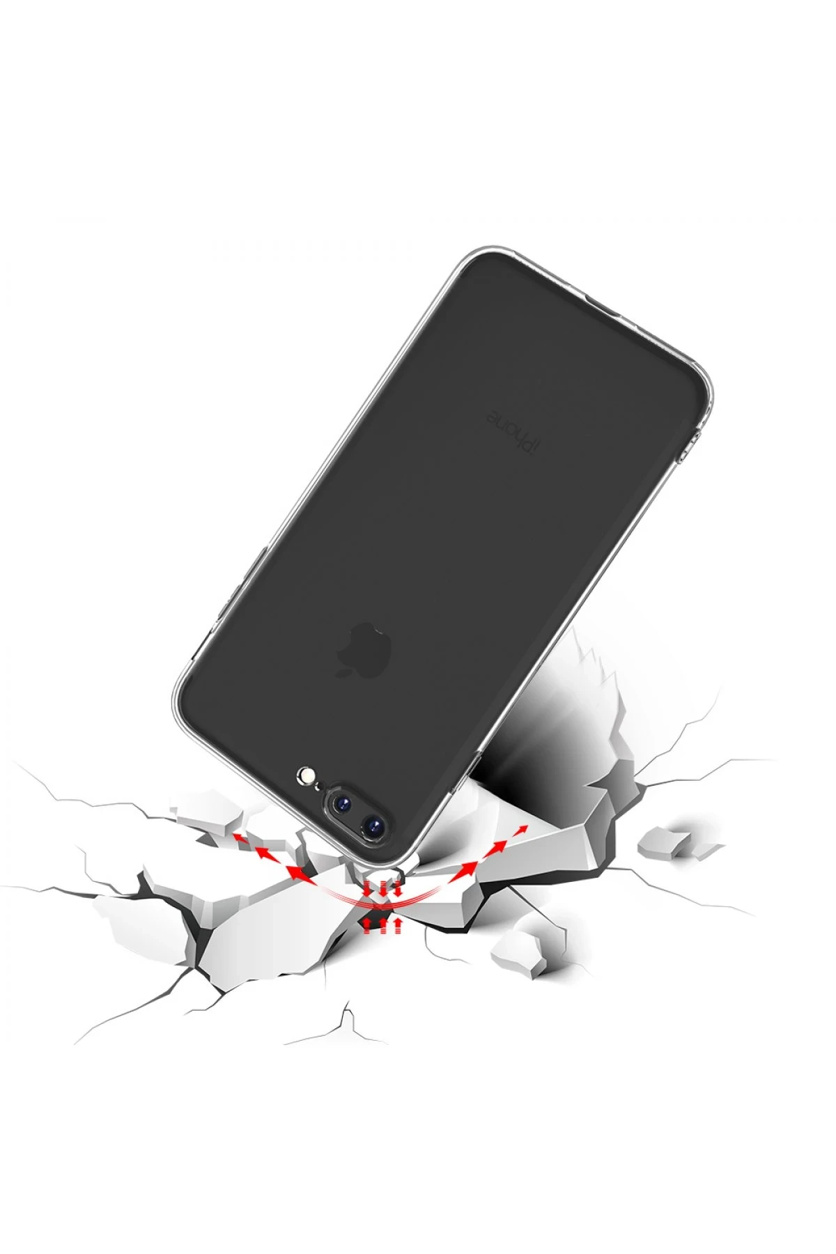 Newface Apple iPhone 8 Plus Kılıf Deluxe 2mm Şeffaf Silikon — görsel 6