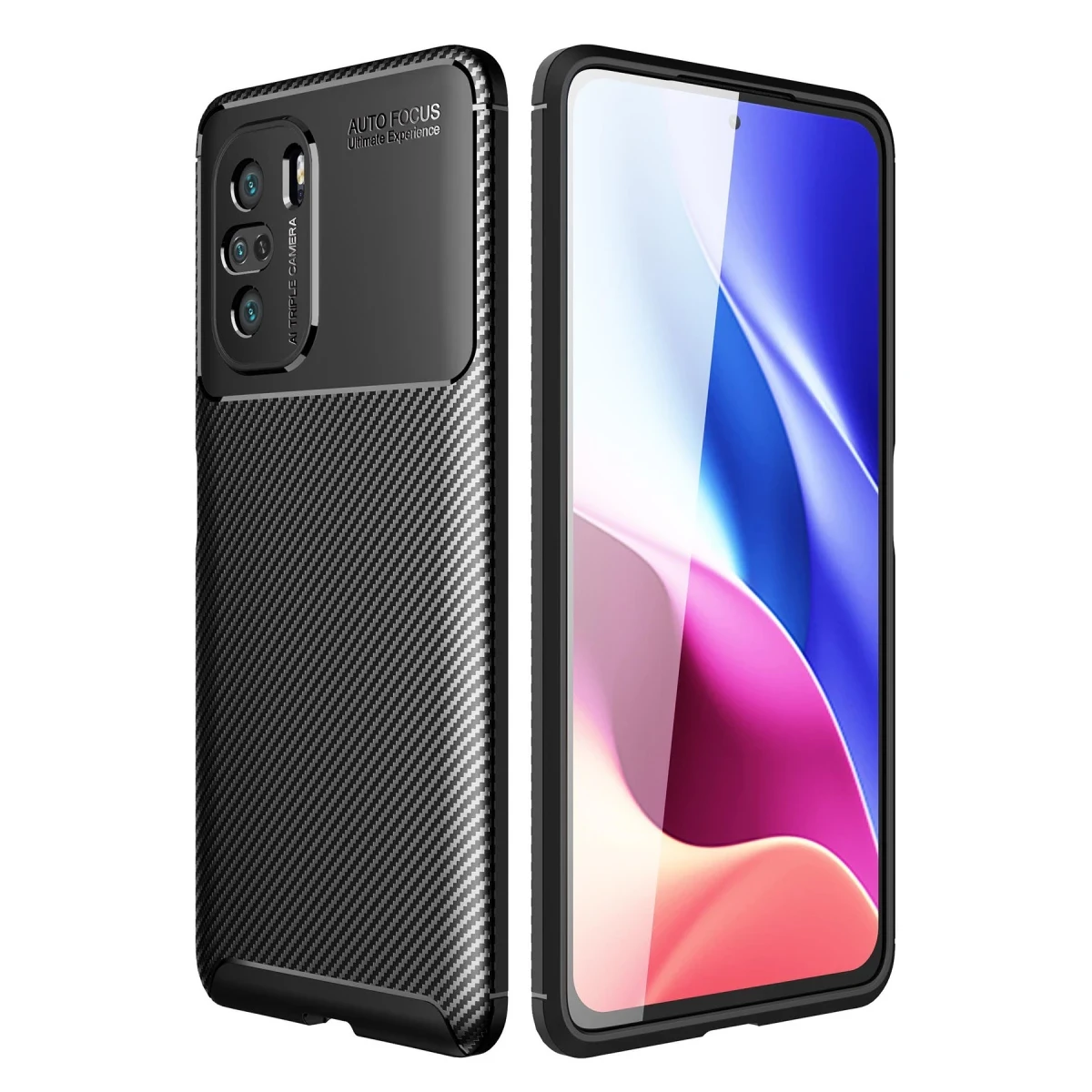 Newface Xiaomi Poco F3 Kılıf Auto Focus Karbon Kapak - Siyah — görsel 4