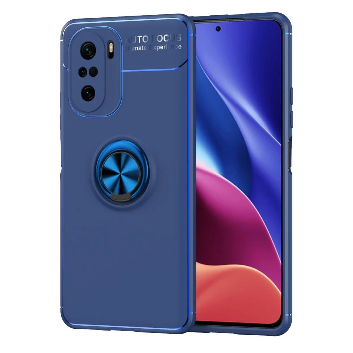 Newface Xiaomi Poco F3 Kılıf Range Yüzüklü Silikon - Mavi — görsel 4