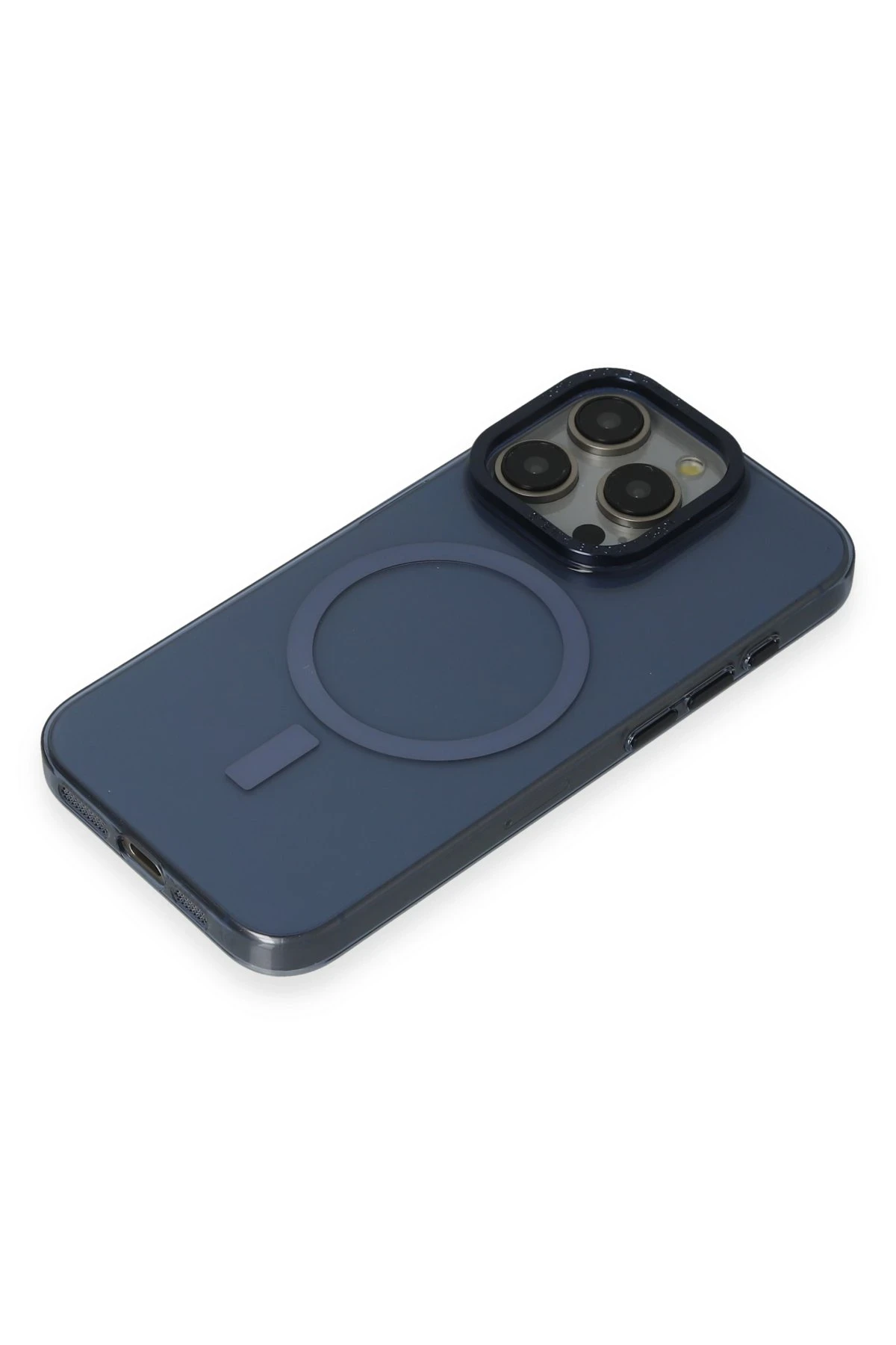 Newface iPhone 15 Pro Kılıf Anka PC Magneticsafe Sert Metal Kapak - Lacivert