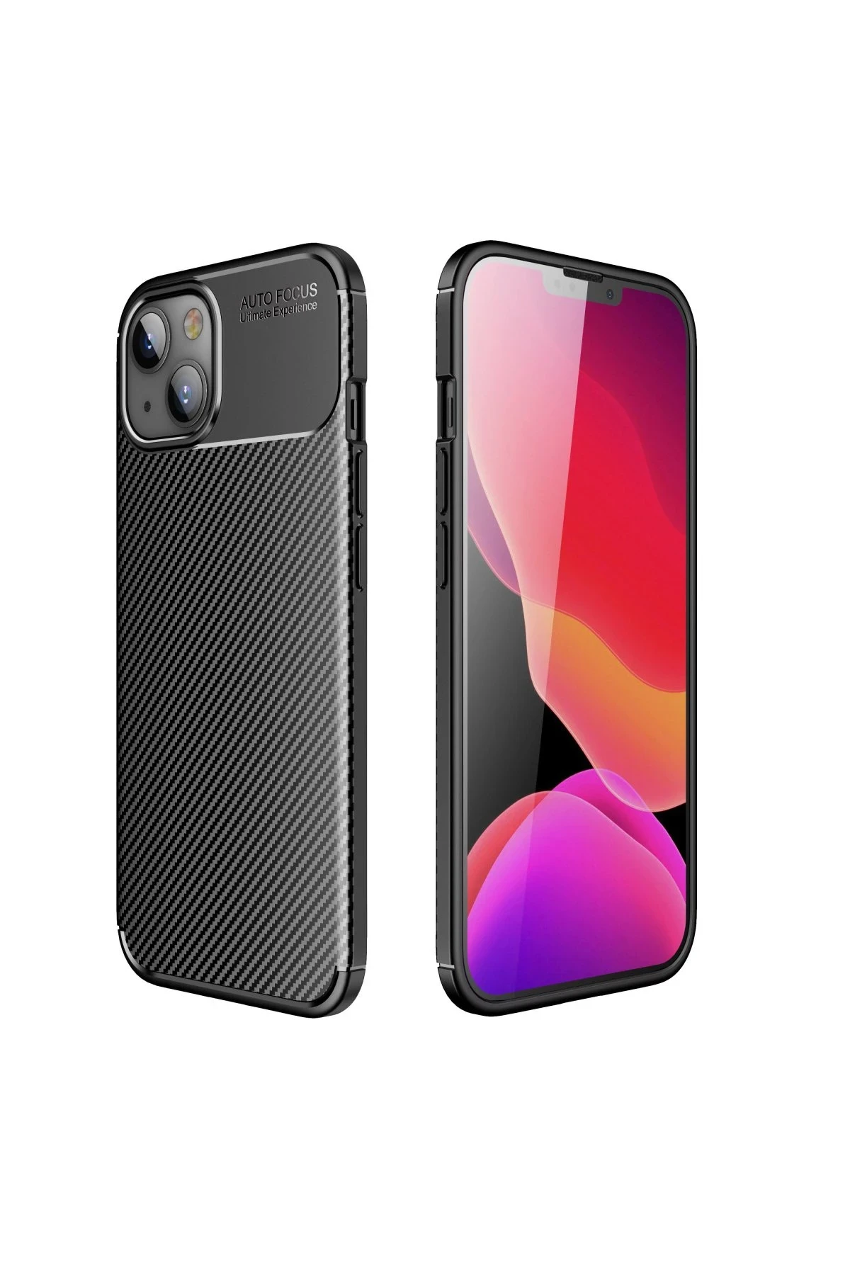 Newface Apple iPhone 15 Plus Kılıf Auto Focus Karbon Kapak - Siyah