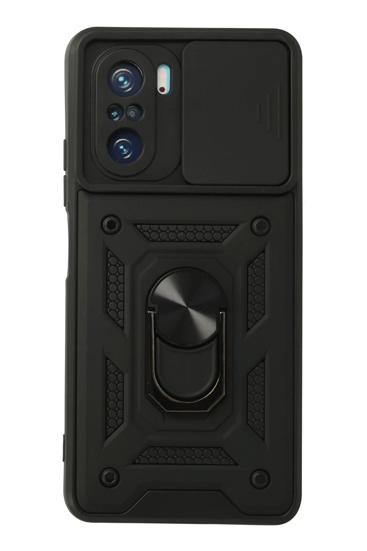 Newface Xiaomi Poco F3 Kılıf Pars Lens Yüzüklü Silikon - Siyah