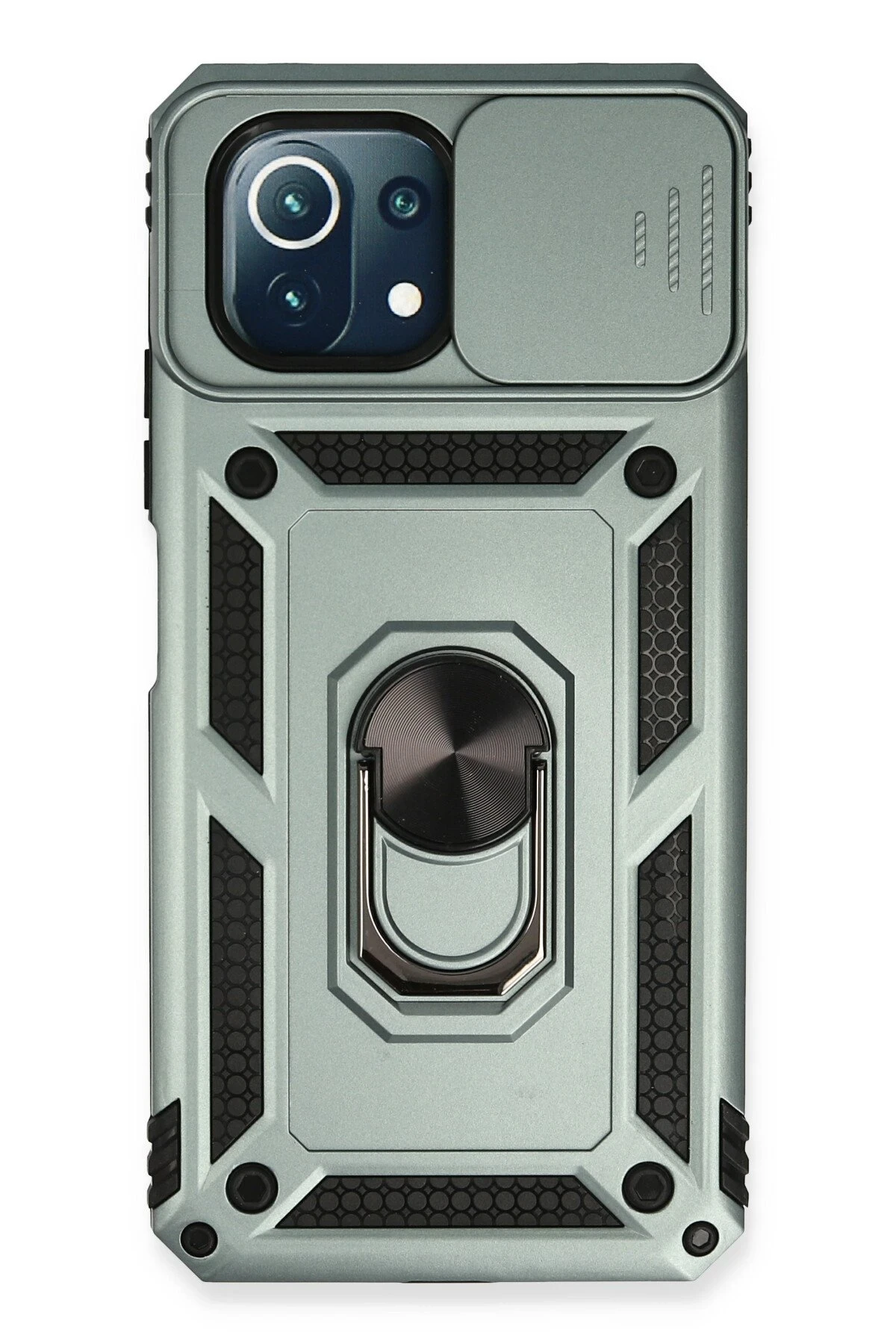 Newface Xiaomi Mİ 11 Lite Kılıf Pars Lens Yüzüklü Silikon - Yeşil