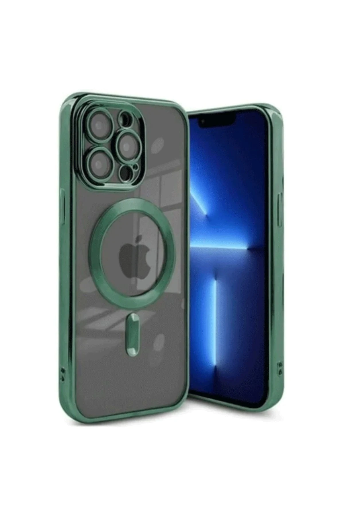 Newface iPhone 15 Pro Kılıf Kross Magneticsafe Kapak - Koyu Yeşil