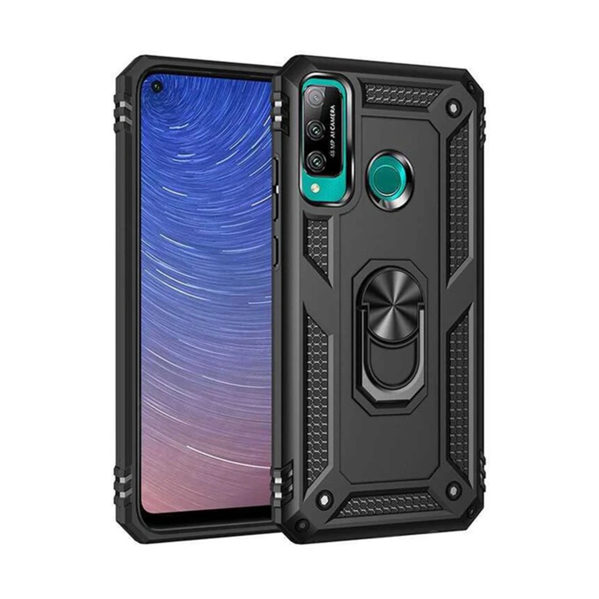 Newface Huawei P40 Lite E Kılıf Sofya Yüzüklü Silikon Kapak - Siyah — görsel 2