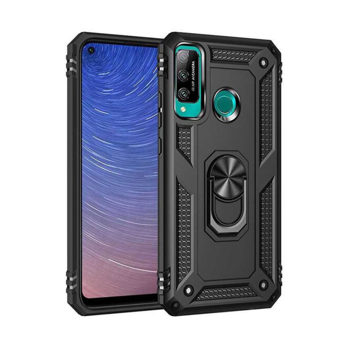 Newface Huawei P40 Lite E Kılıf Sofya Yüzüklü Silikon Kapak - Siyah — görsel 3
