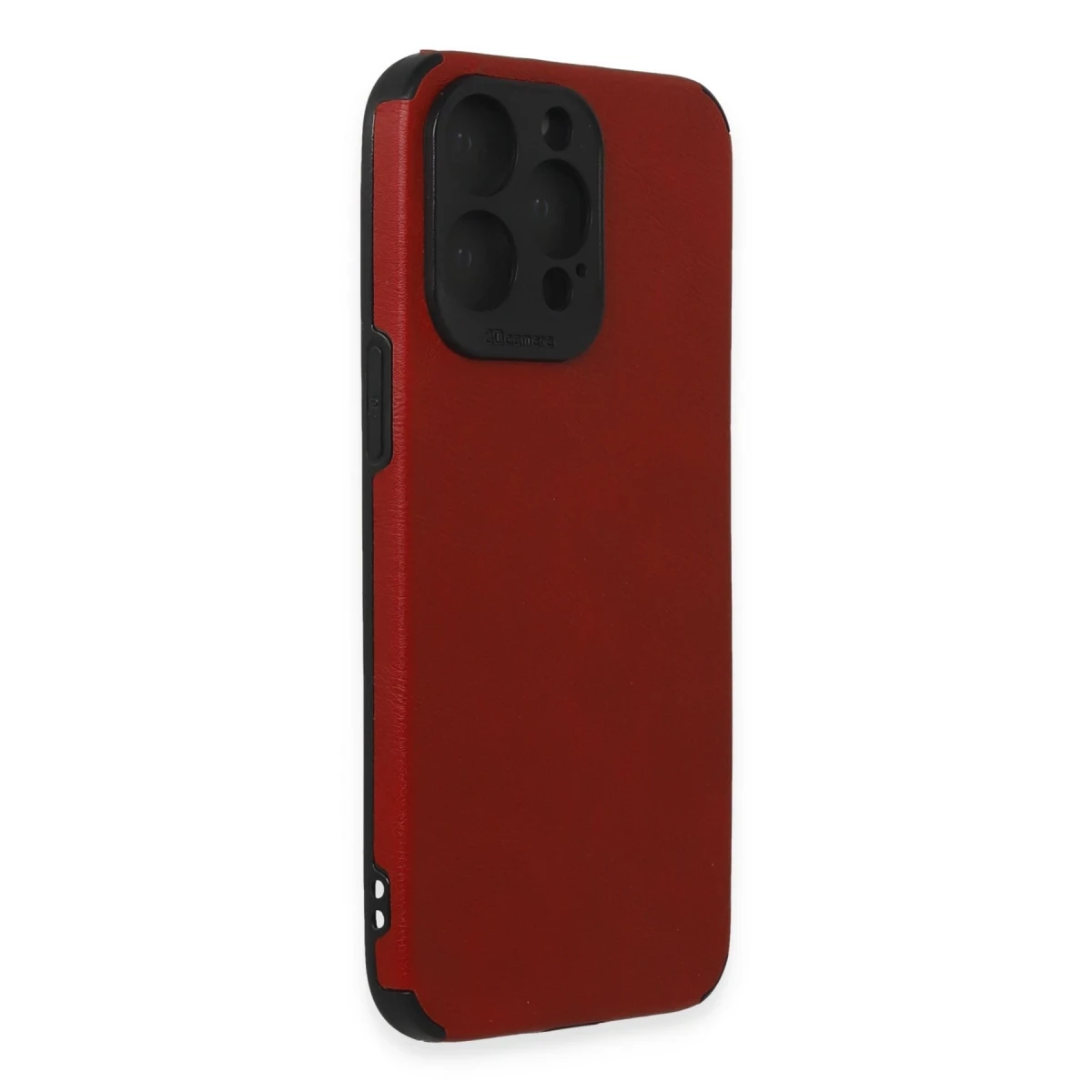 Newface Apple iPhone 15 Pro Max Kılıf Loop Deri Silikon - Kırmızı