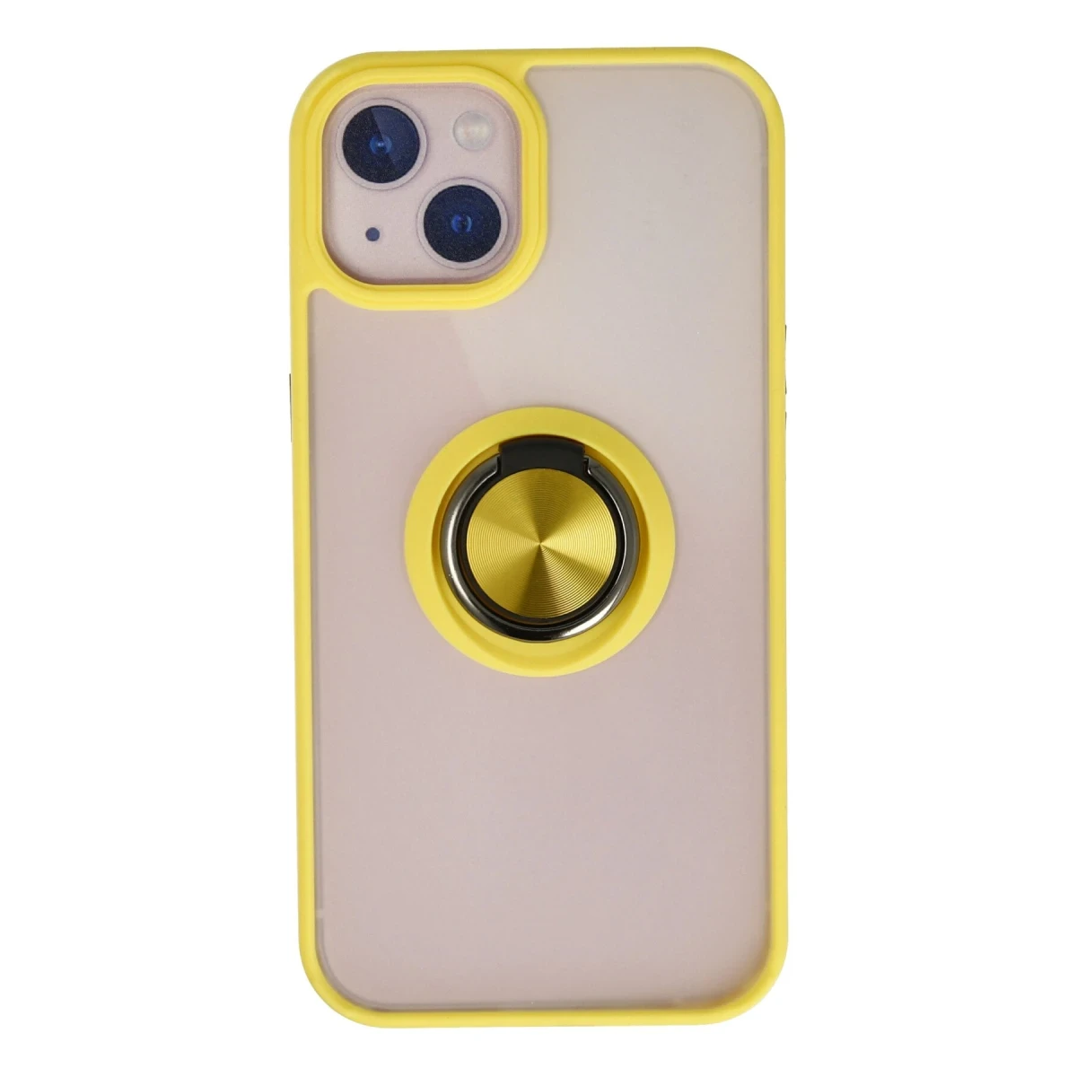 Newface Apple iPhone 15 Kılıf Montreal Yüzüklü Silikon Kapak - Sarı