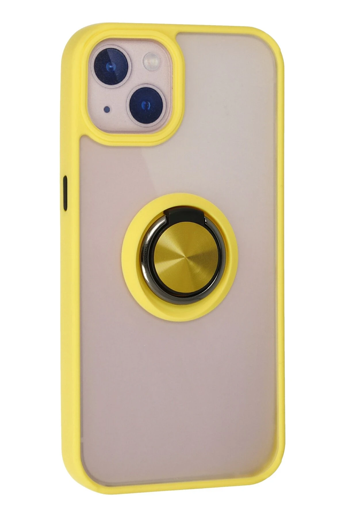 Newface iPhone 15 Kılıf Montreal Yüzüklü Silikon Kapak - Sarı