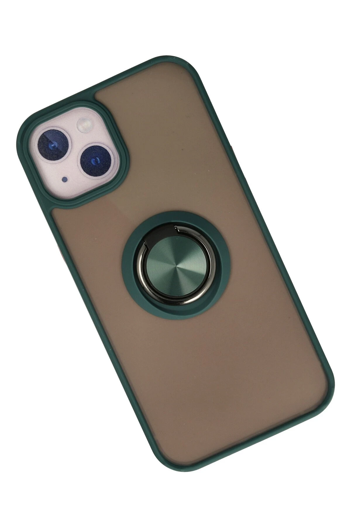Newface iPhone 15 Kılıf Montreal Yüzüklü Silikon Kapak - Yeşil