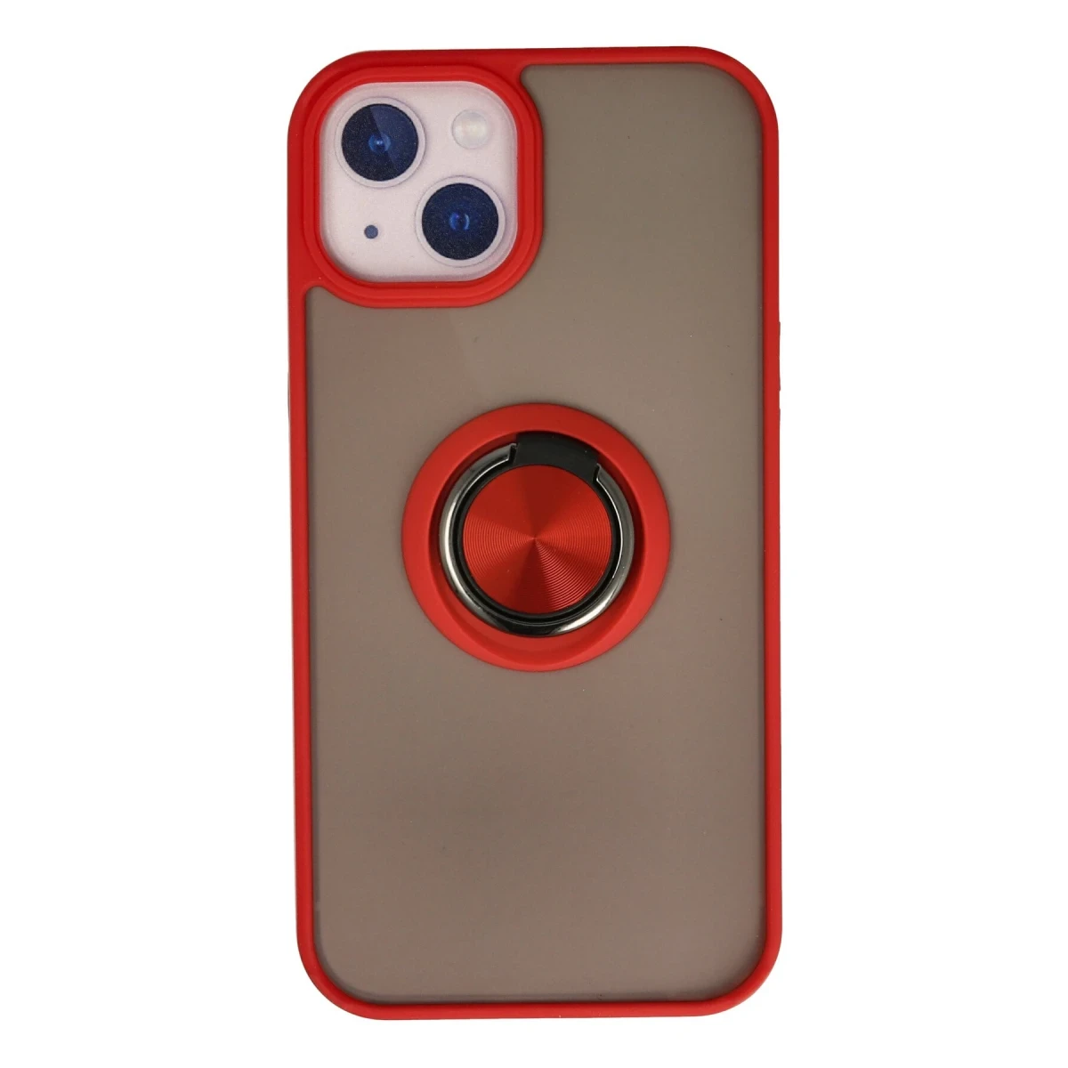 Newface Apple iPhone 15 Kılıf Montreal Yüzüklü Silikon Kapak - Kırmızı