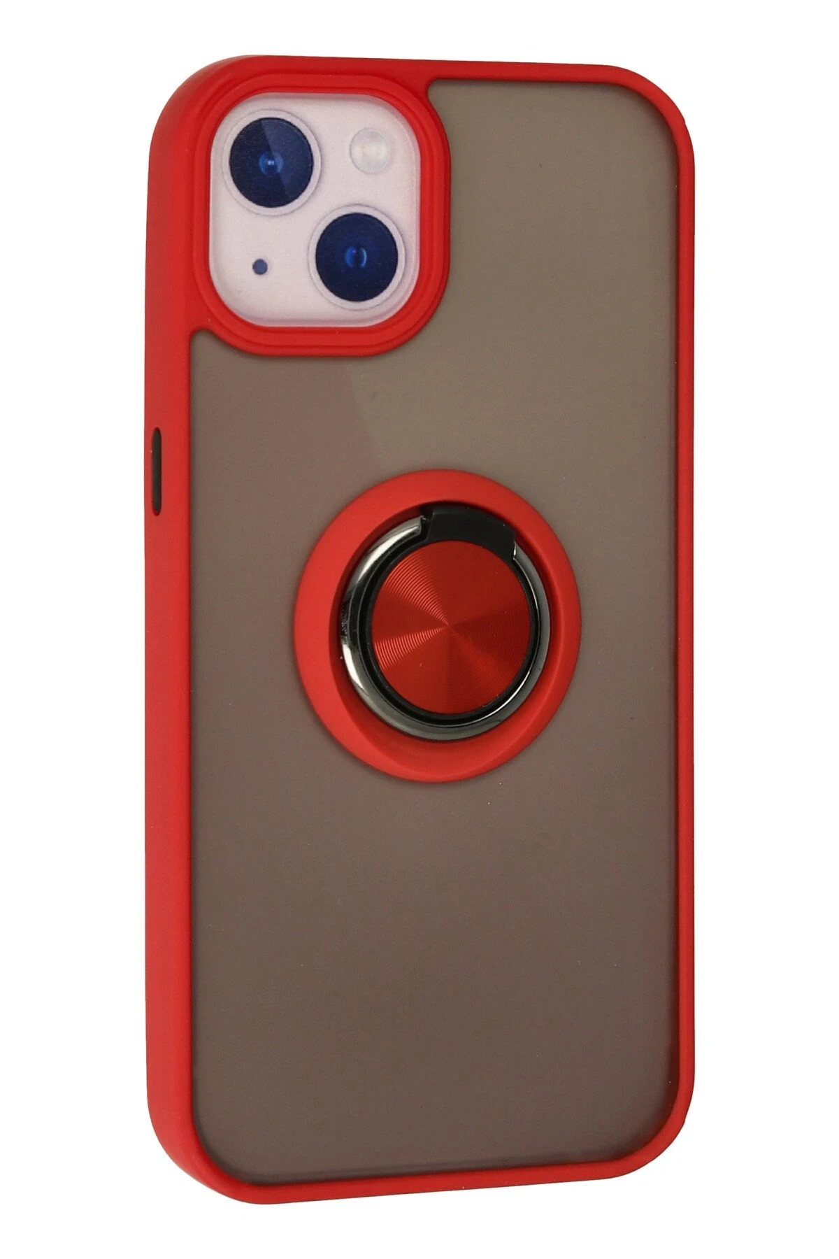 Newface iPhone 15 Kılıf Montreal Yüzüklü Silikon Kapak - Kırmızı