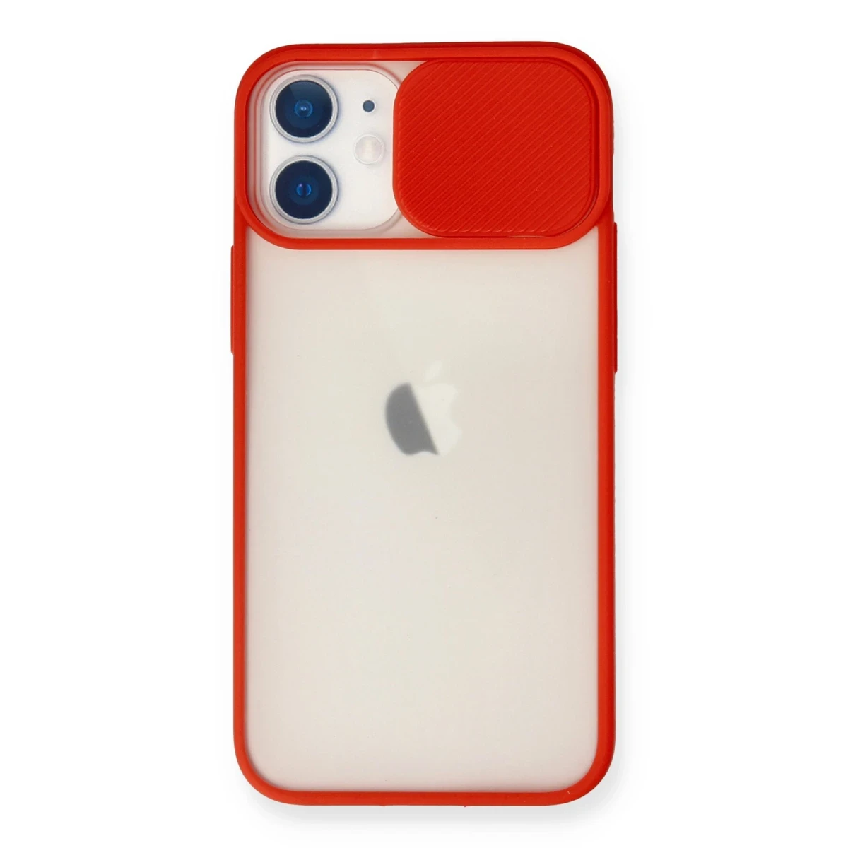 Newface Apple iPhone 11 Kılıf Palm Buzlu Kamera Sürgülü Silikon - Kırmızı