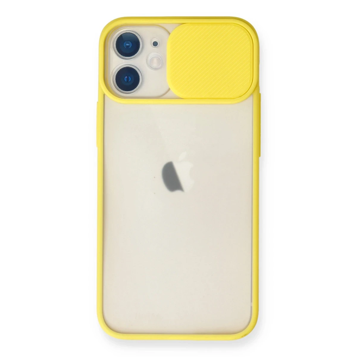 Newface Apple iPhone 11 Kılıf Palm Buzlu Kamera Sürgülü Silikon - Sarı