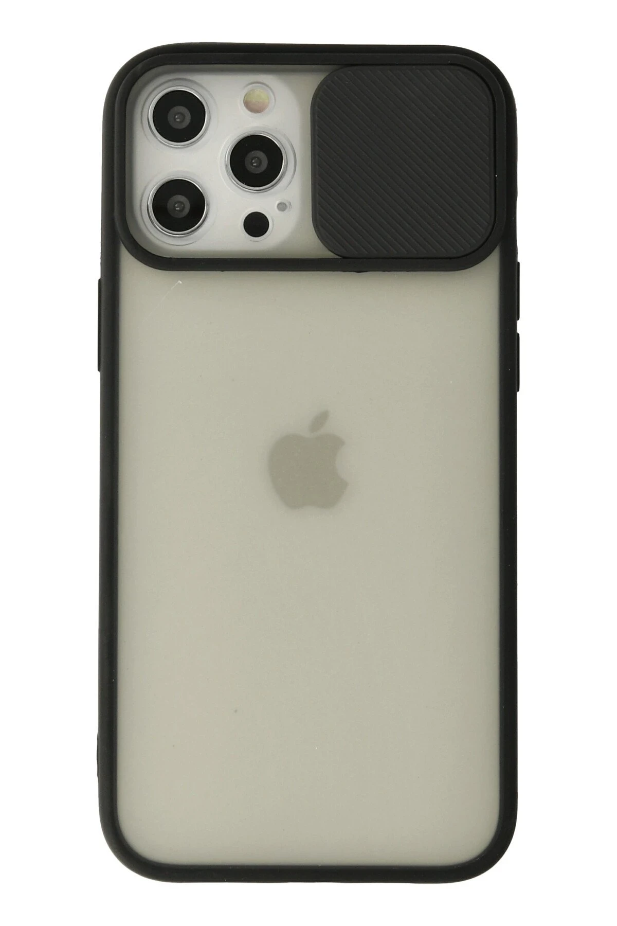 Newface Apple iPhone 12 Pro Max Kılıf Palm Buzlu Kamera Sürgülü Silikon - Siyah