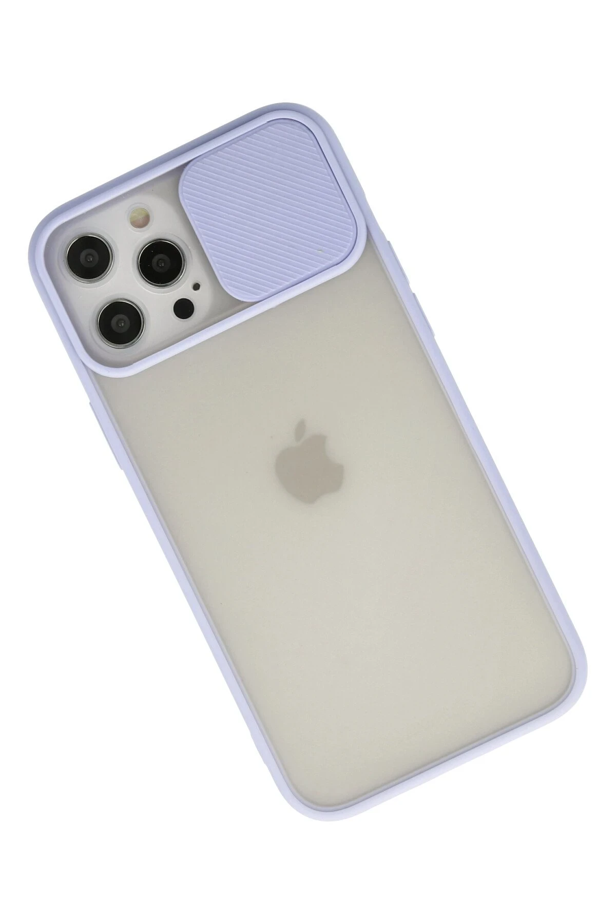 Newface iPhone 12 Pro Max Kılıf Palm Buzlu Kamera Sürgülü Silikon - Lila