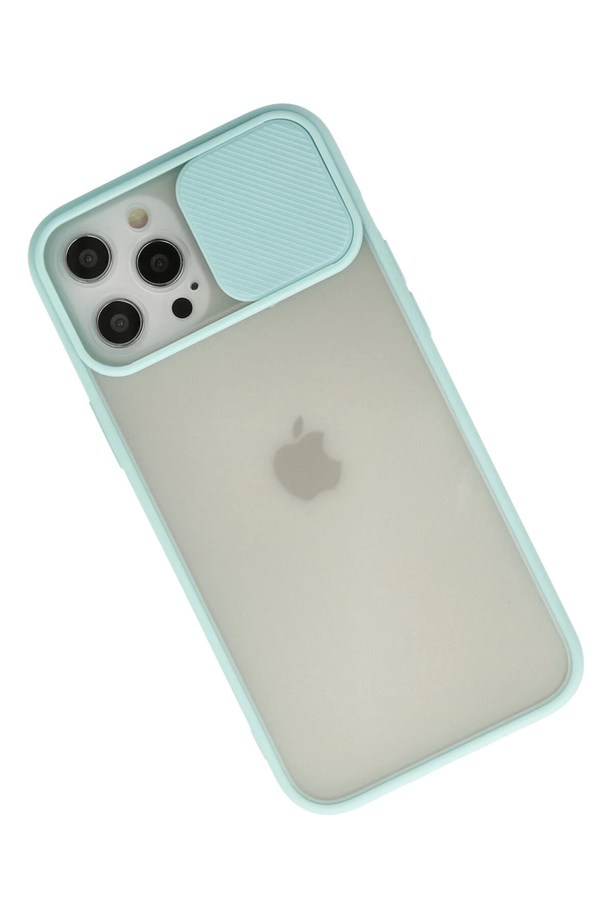 Newface iPhone 12 Pro Max Kılıf Palm Buzlu Kamera Sürgülü Silikon - Turkuaz