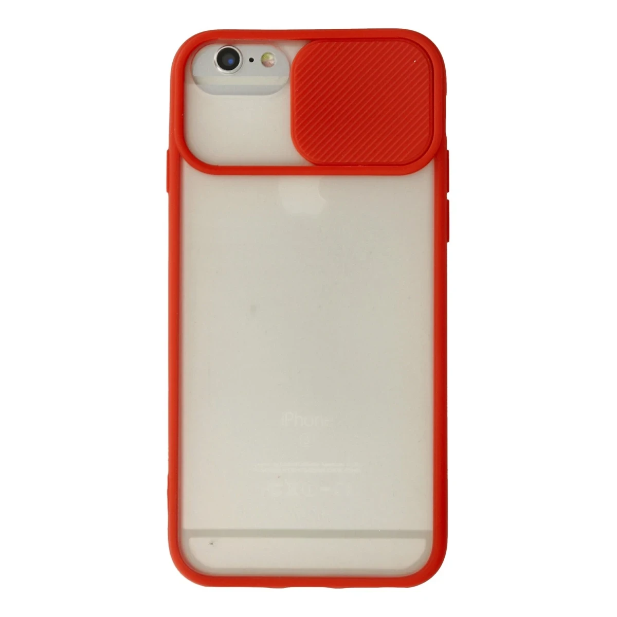 Newface Apple iPhone 6 Kılıf Palm Buzlu Kamera Sürgülü Silikon - Kırmızı