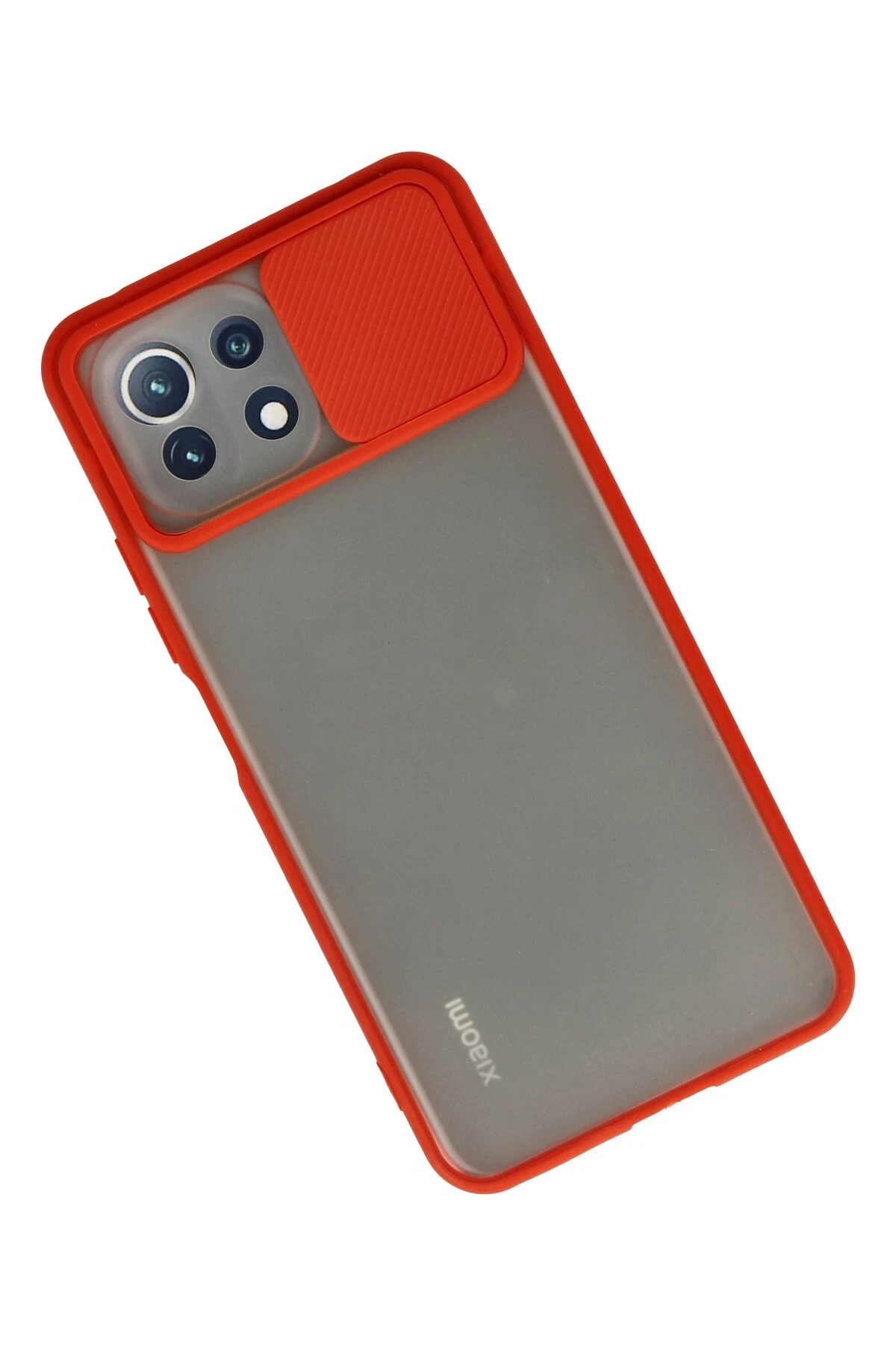 Newface Xiaomi Mİ 11 Lite Kılıf Palm Buzlu Kamera Sürgülü Silikon - Kırmızı