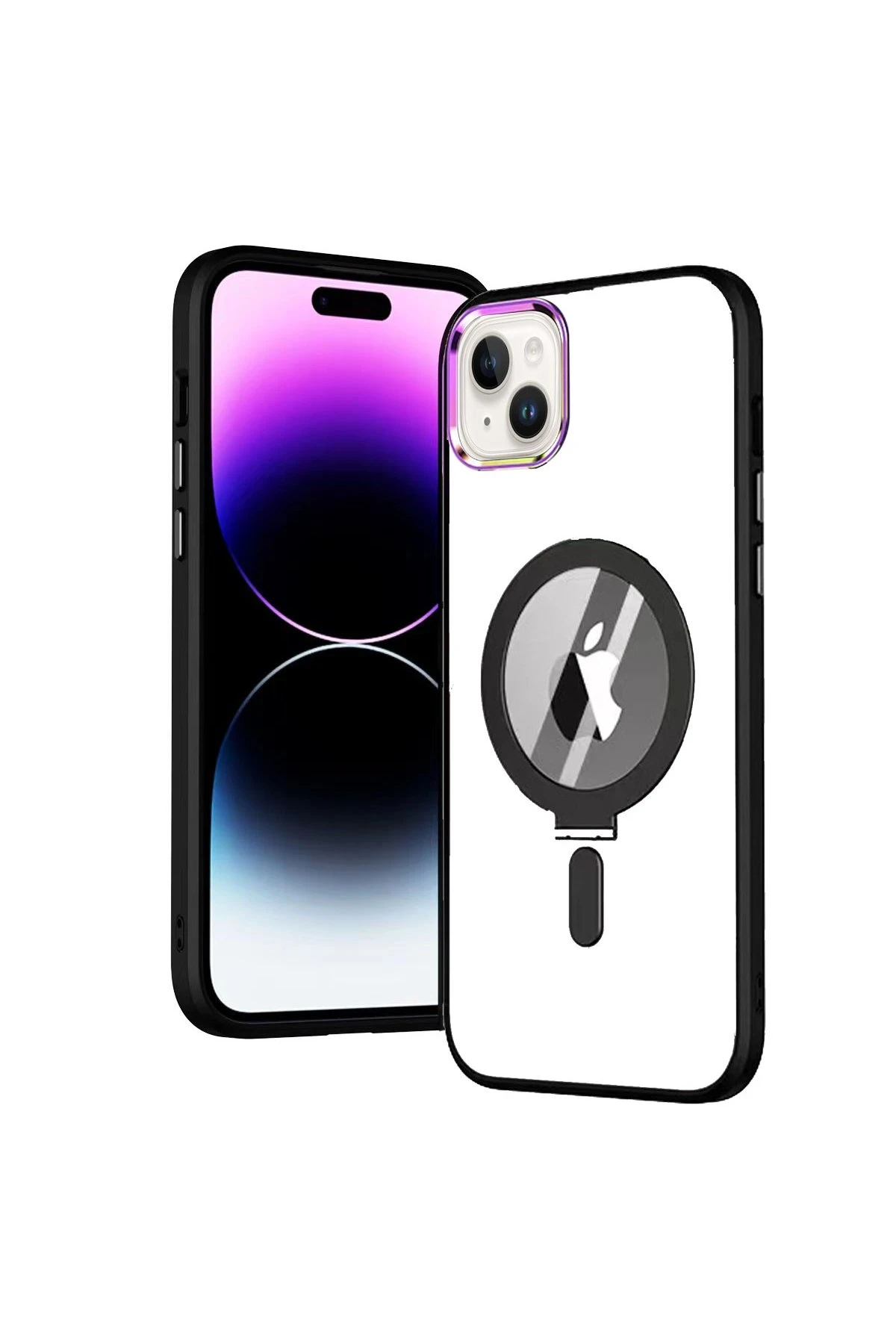 Newface Apple iPhone 15 Kılıf Mudo Magneticsafe Standlı Kapak - Siyah