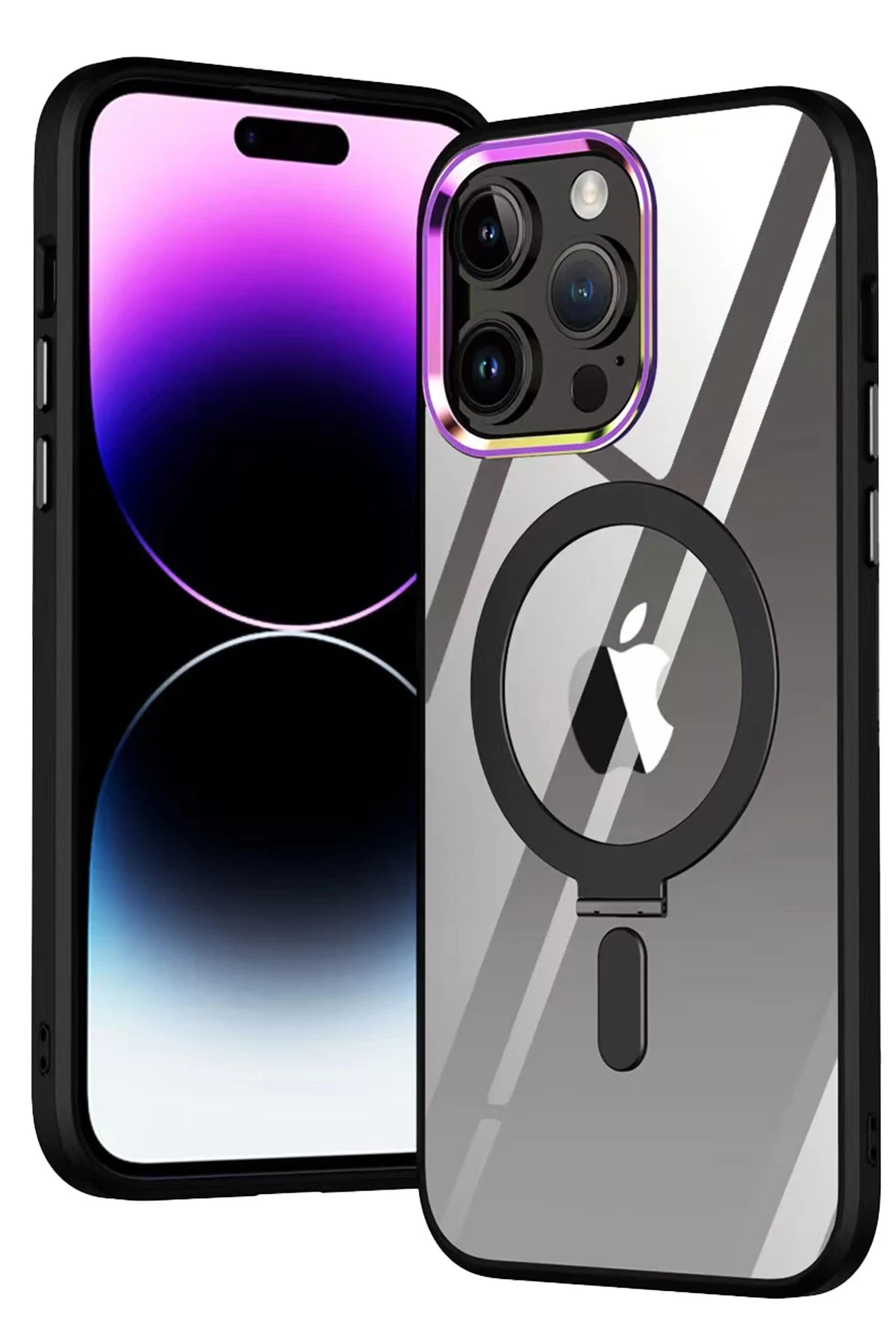 Newface Apple iPhone 15 Pro Kılıf Mudo Magneticsafe Standlı Kapak - Siyah